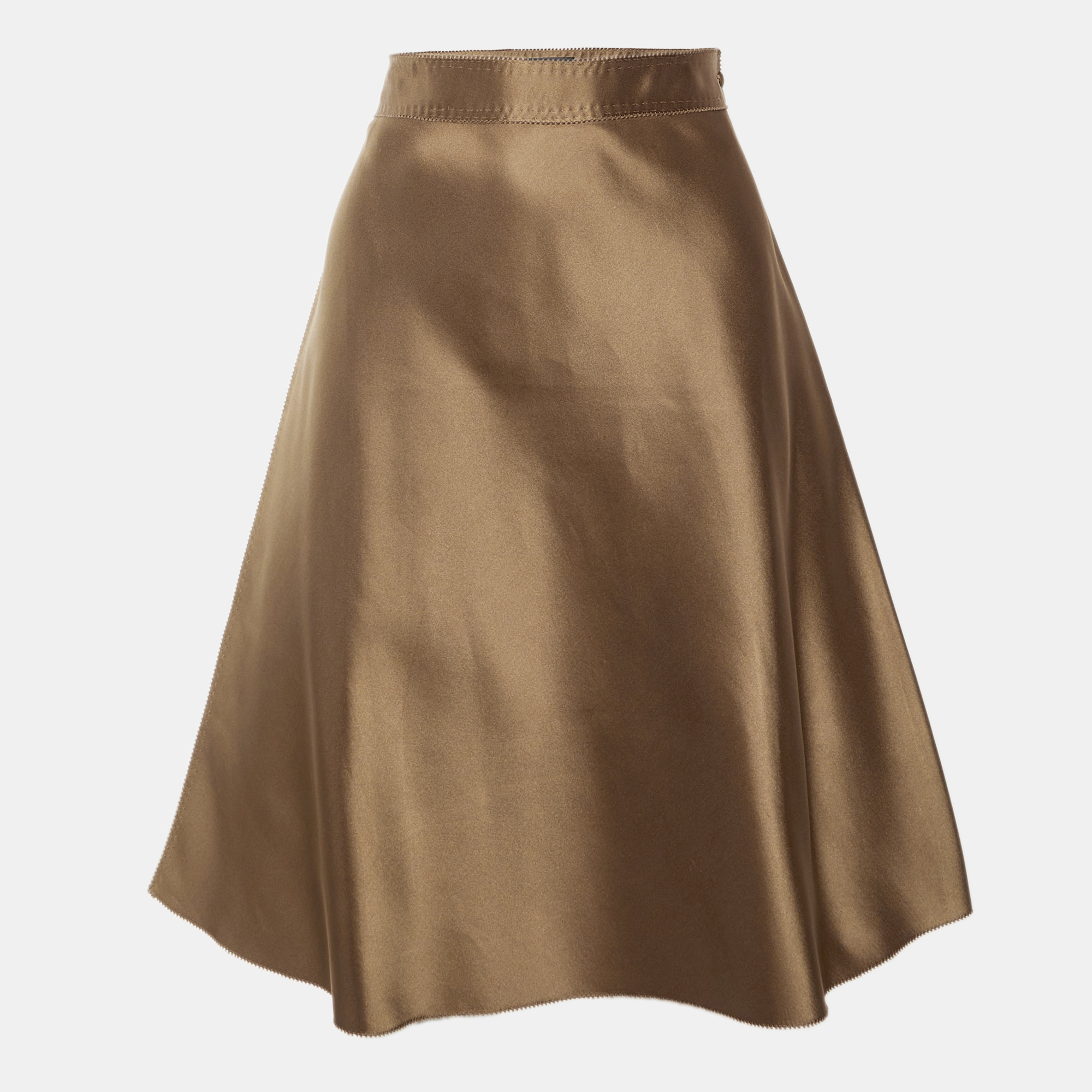 

Fendi Brown Silk Flared Midi Skirt M