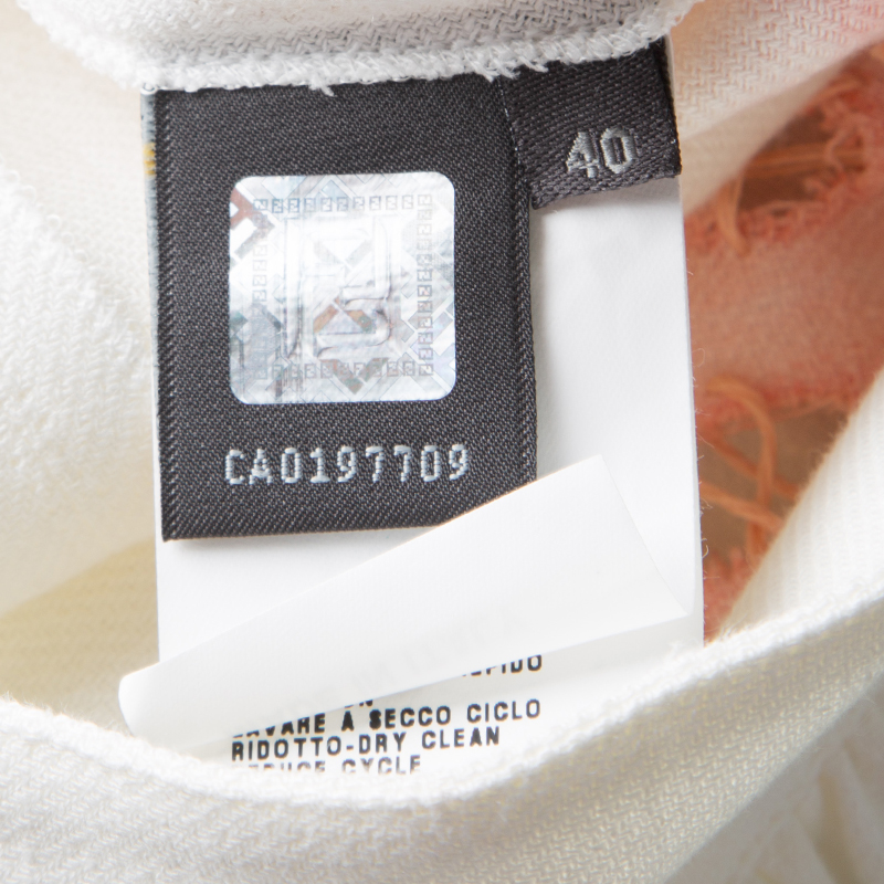 Pre-owned Fendi White Linen Cutout Detail V-neck Dress S