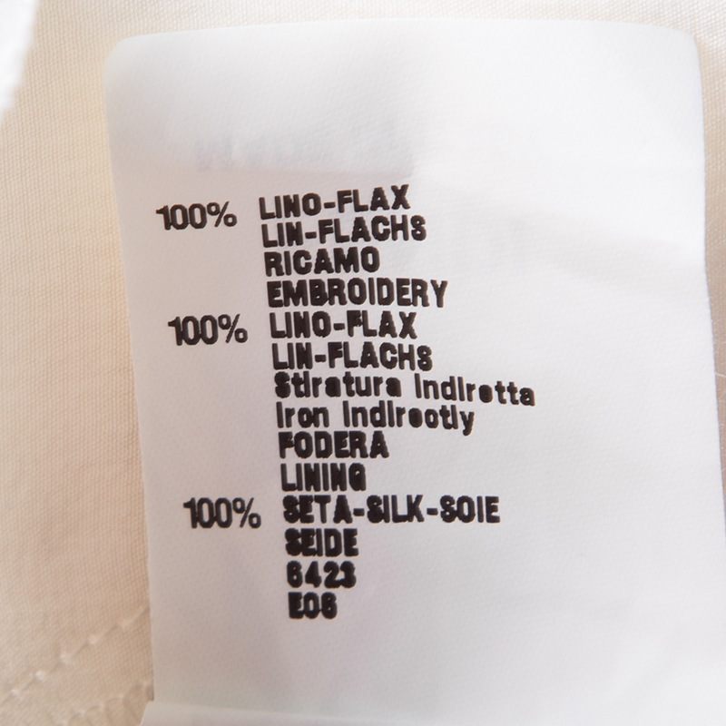 Pre-owned Fendi White Linen Cutout Detail V-neck Dress S