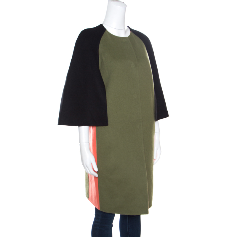

Fendi Colorblock Paneled Wool Cape Style Boxy Coat, Multicolor