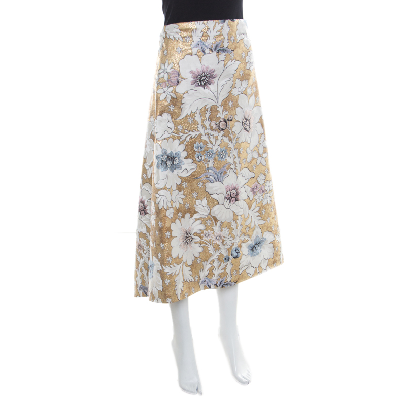 

Fendi Metallic Floral Jacquard Tie Detail Apron Skirt