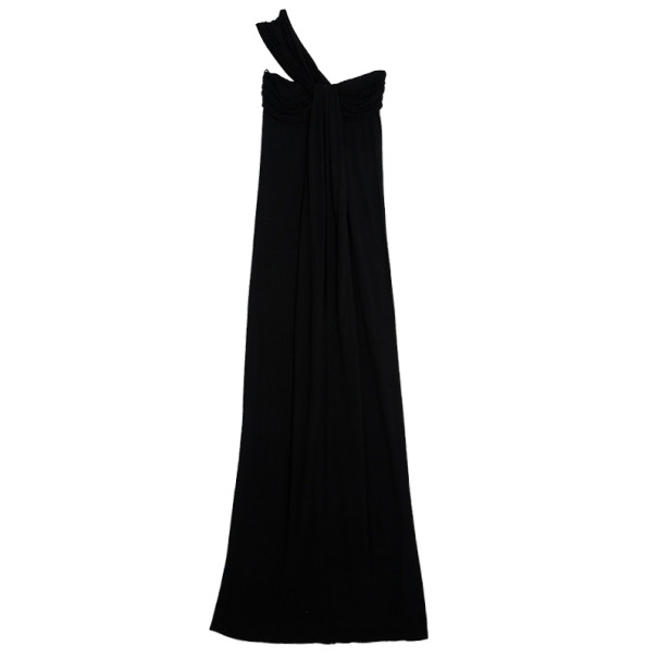 Pre Owned Fendi Cotton Stretch One Shoulder Maxi Dress XS