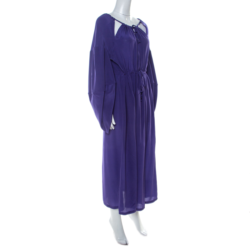 

Fendi Violet Crepe Silk Cut Out Detail Raglan Sleeve Midi Dress, Purple