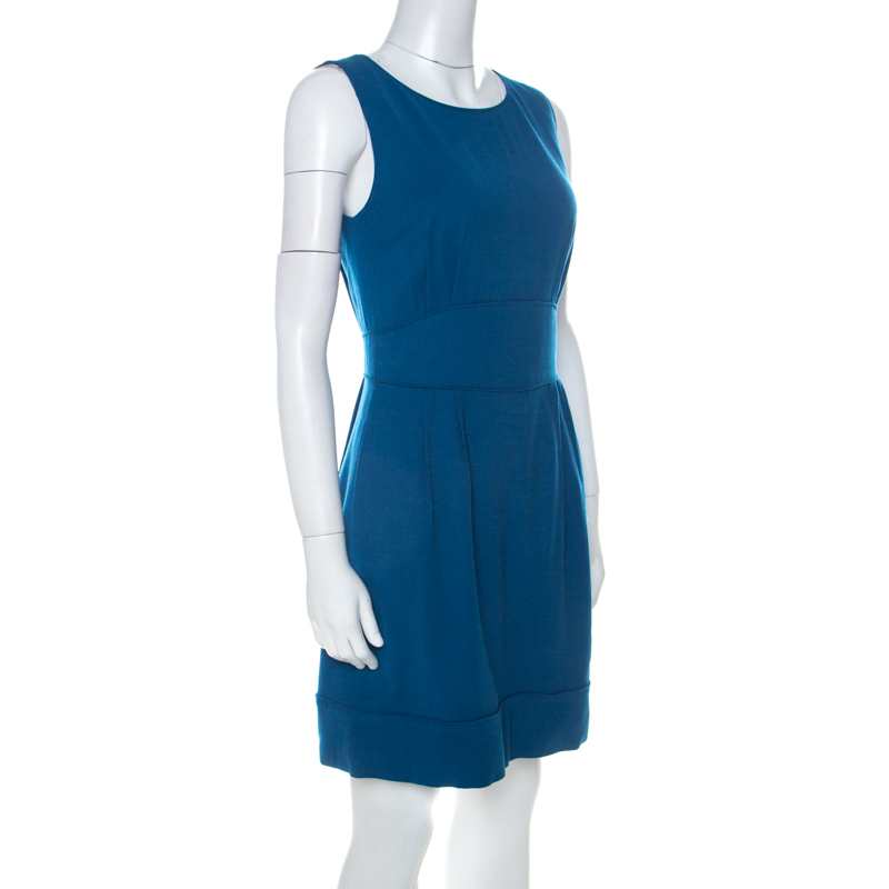 

Fendi Lapis Blue Crepe Wool Blend Sleeveless Sheath Dress