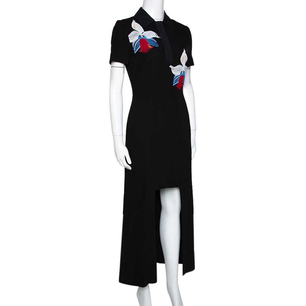 

Fendi Black Floral Embroidered Crepe Cutout Detail Dress