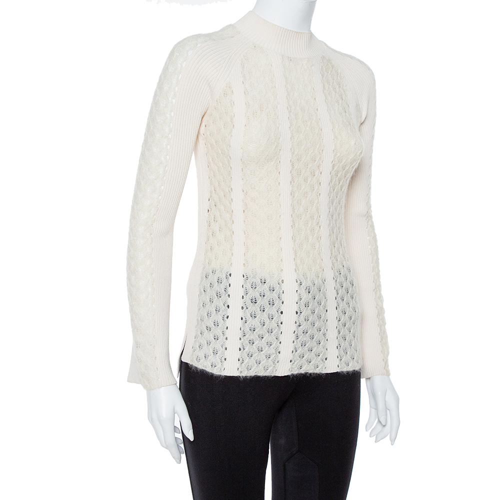

Fendi Off White Knit Paneled Sweater Raglan Sleeve Jumper
