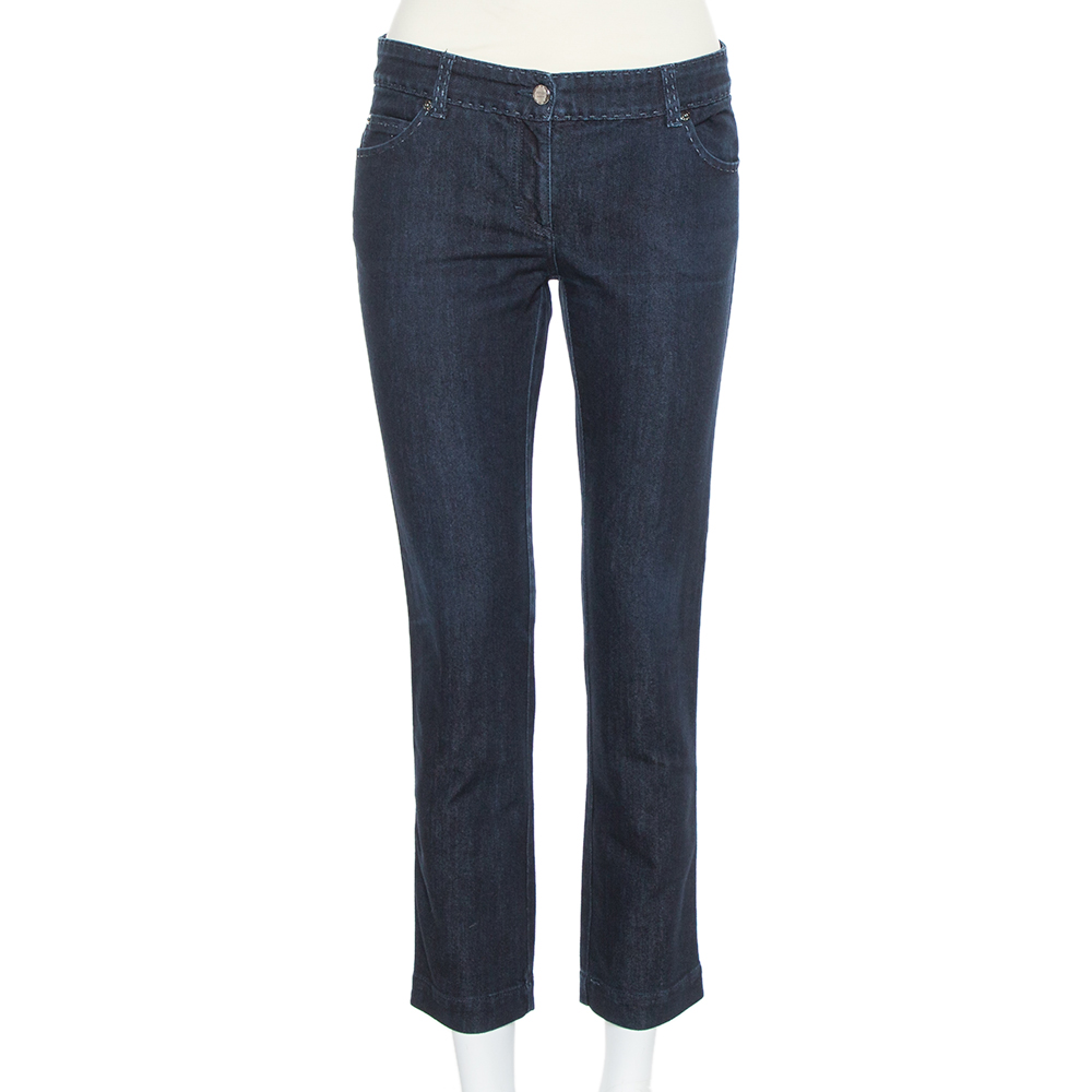 Pre-owned Fendi Navy Blue Denim Skinny Fit Selleria Serie Numerata Jeans M