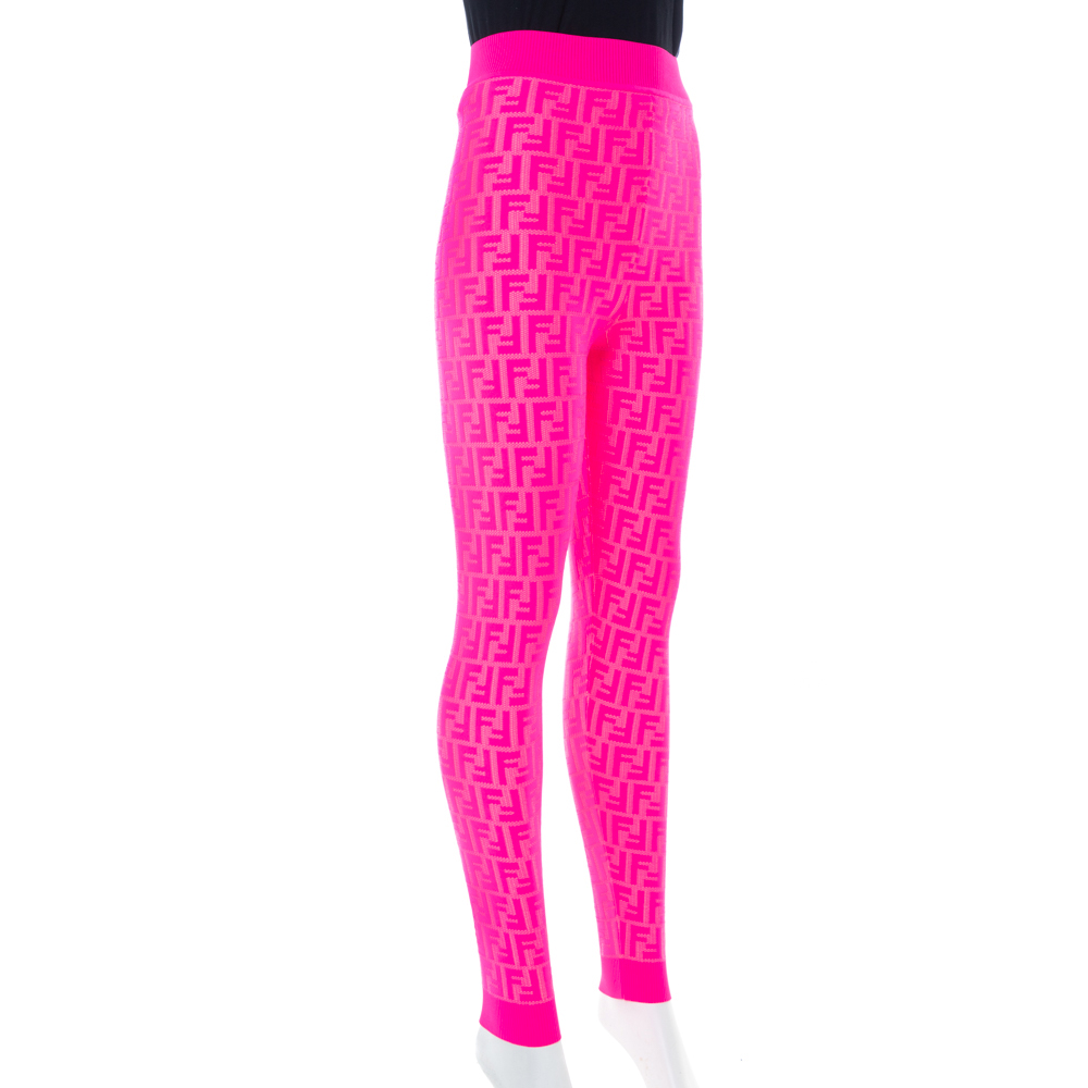 

Fendi Neon Pink Knit Logo Monogram Knit Leggings