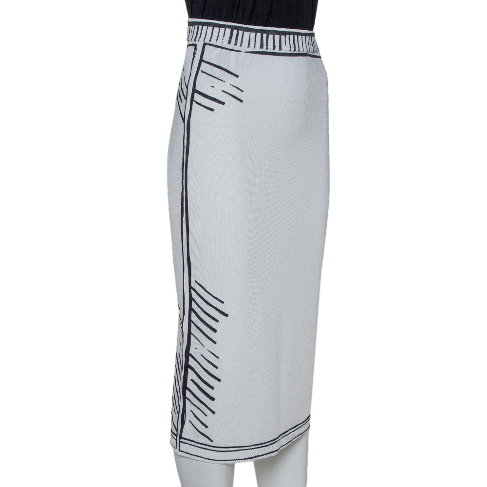 

Fendi X Joshua Vides Monochrome Knit Fitted Midi Skirt, White