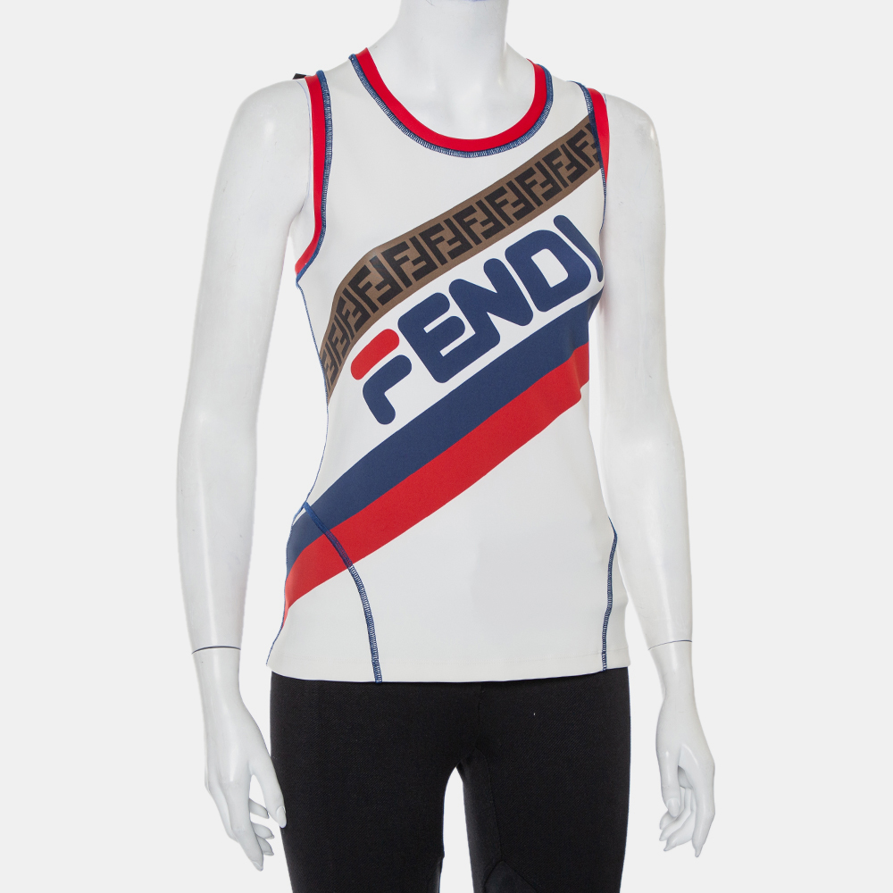 

Fendi Mania Multicolor Knit Logo Printed Tank Top
