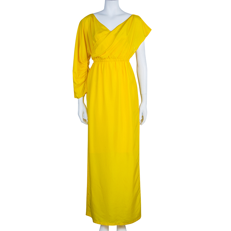 

Fendi Canary Yellow Draped Long Dress