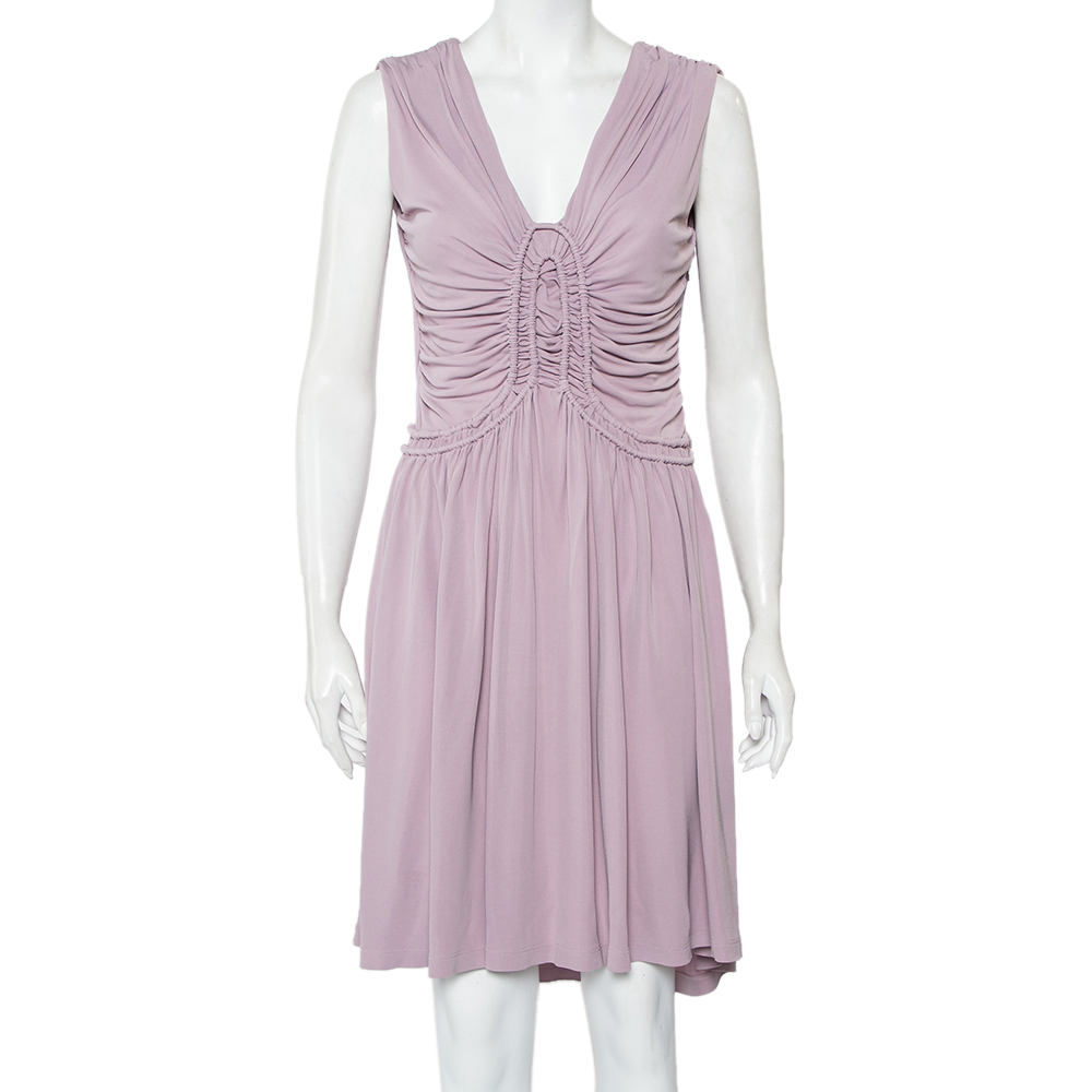 

Fendi Lilac Knit Ruched Detail Mini Dress M, Purple