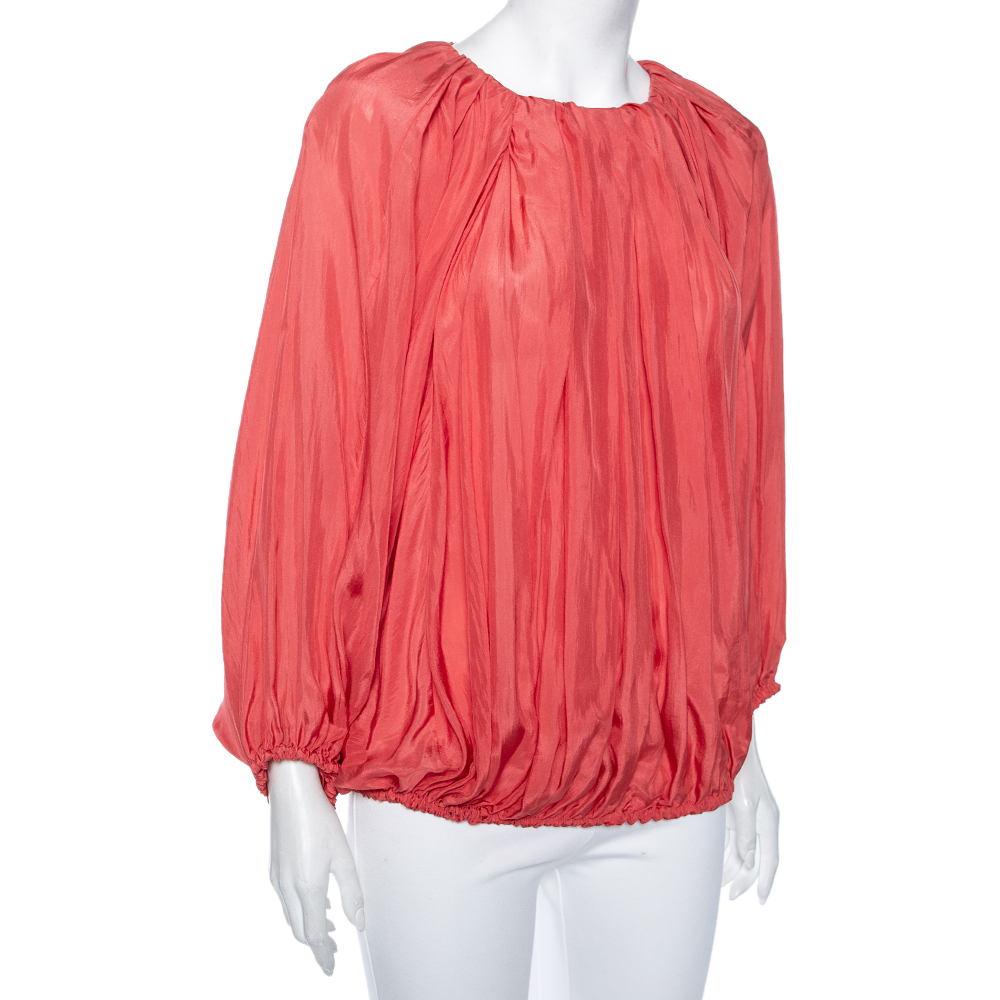 

Fendi Pink Silk Pleated Balloon Top