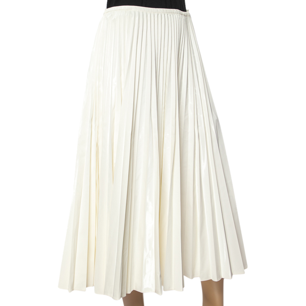 

Fendi Off-White Coated Synthetic Drawstring Waist Pleated Skirt
