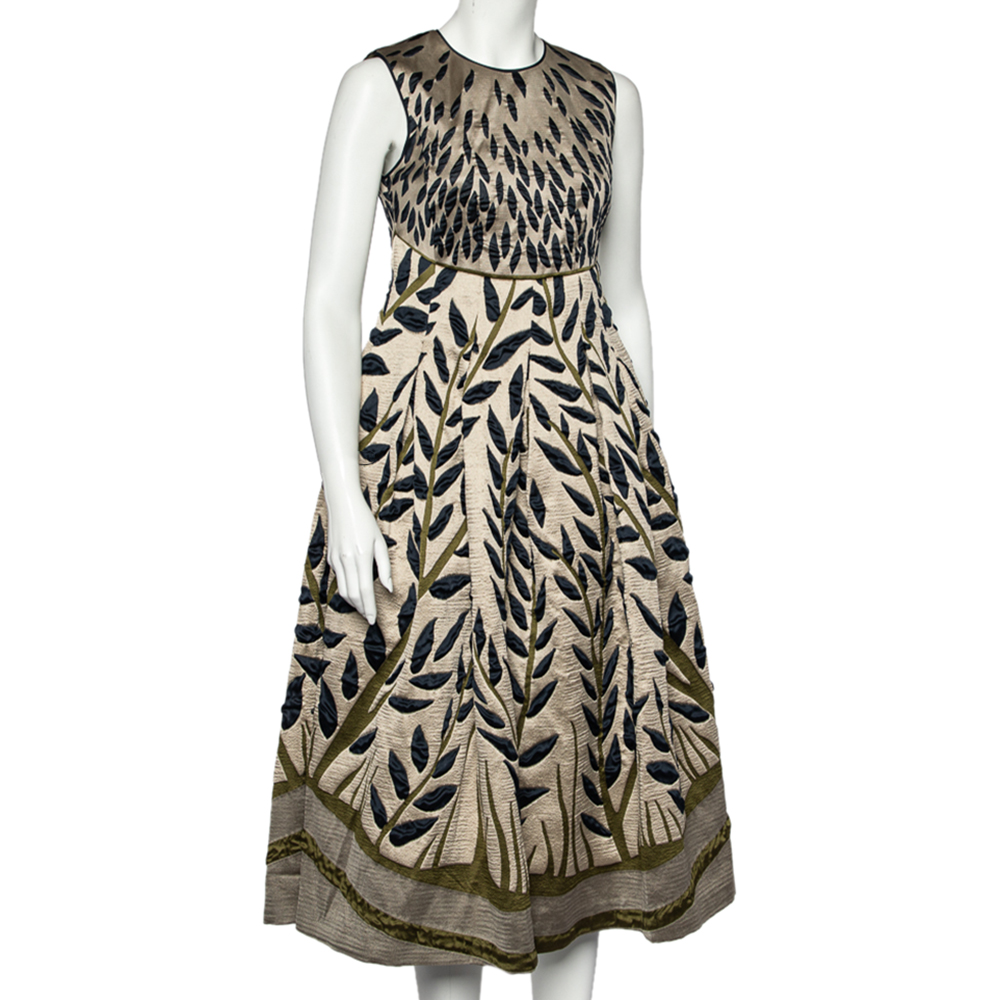 

Fendi Multicolor Leaf Pattern Jacquard Sleeveless Midi Dress