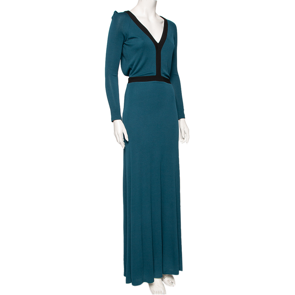 

Fendi Dark Green Jersey Open Back Detail Maxi Dress