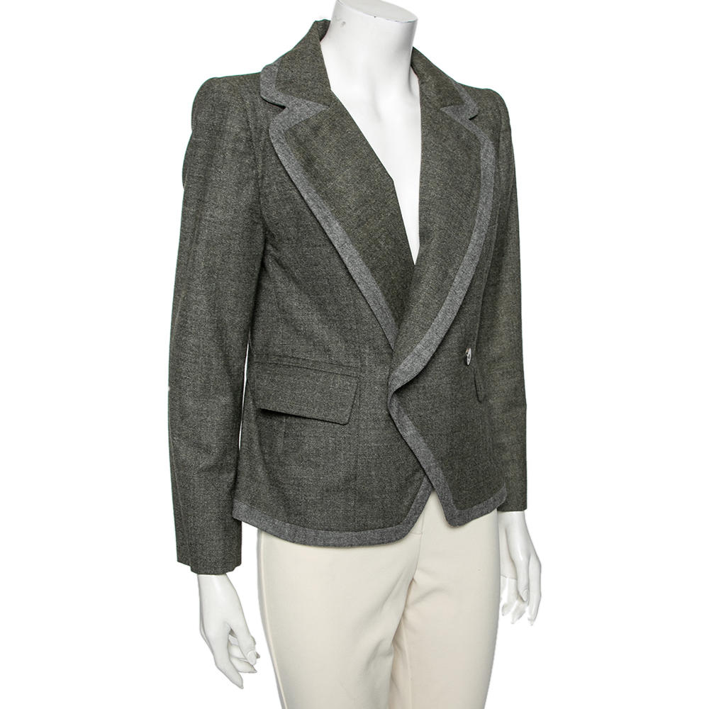 

Fendi Brown Wool Contrast Trim Detailed Double Breasted Blazer