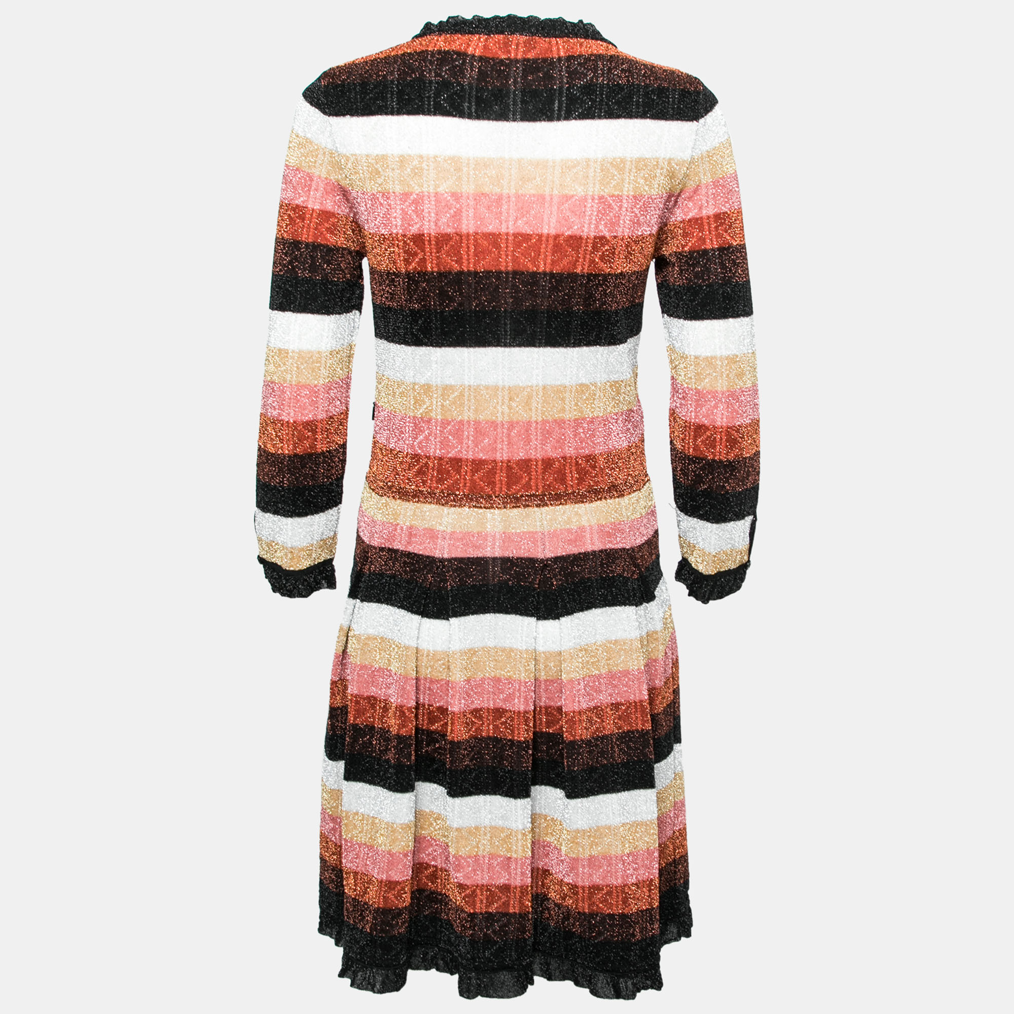 

Fendi Multicolor Striped Lurex Wool Knit Applique Detail Dress