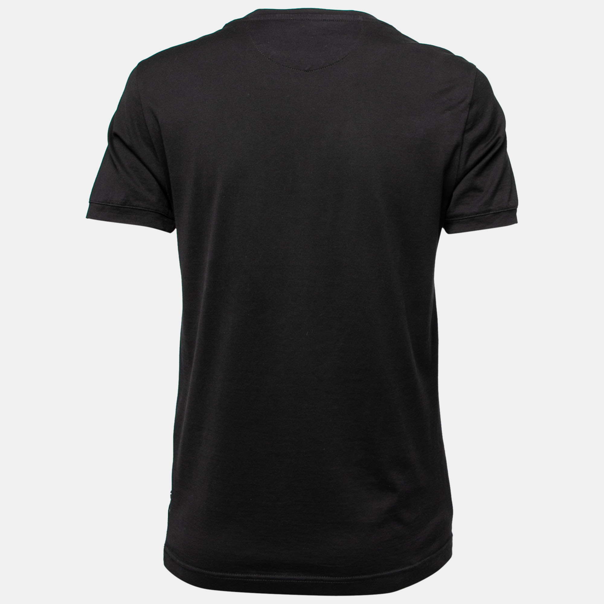 

Fendi Black Cotton & Leather Karlito Appliqued Short Sleeve T-Shirt