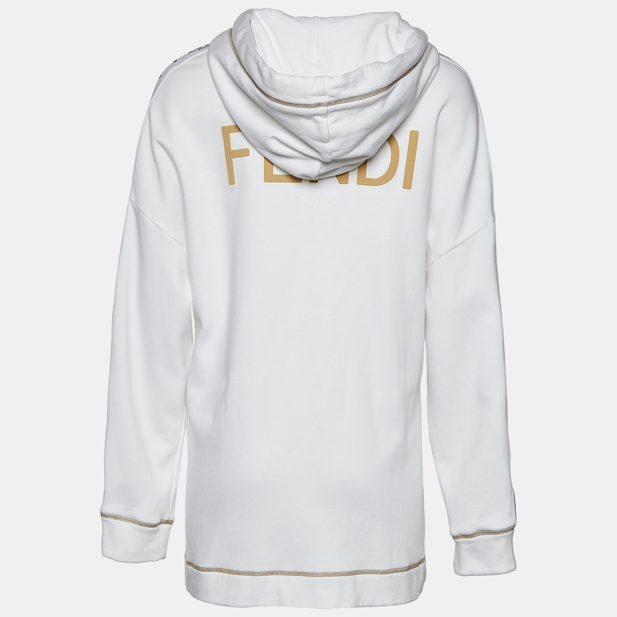

Fendi White Cotton Logo Detail Zip Up Hoodie