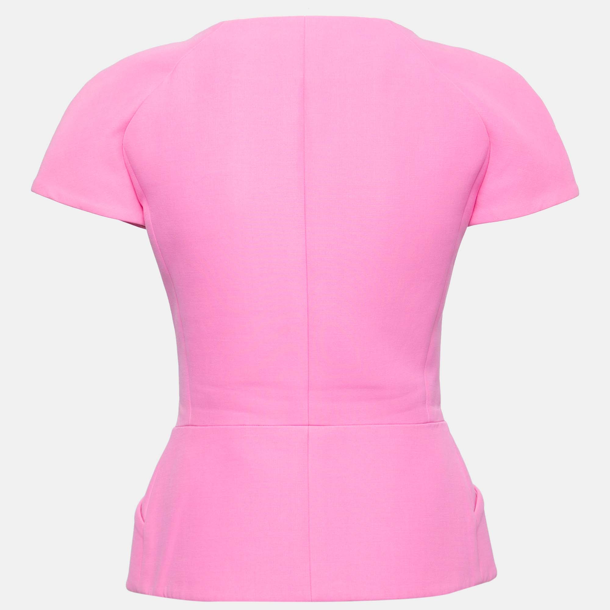 

Fendi Pink Crepe Cap-Sleeve Peplum Jacket