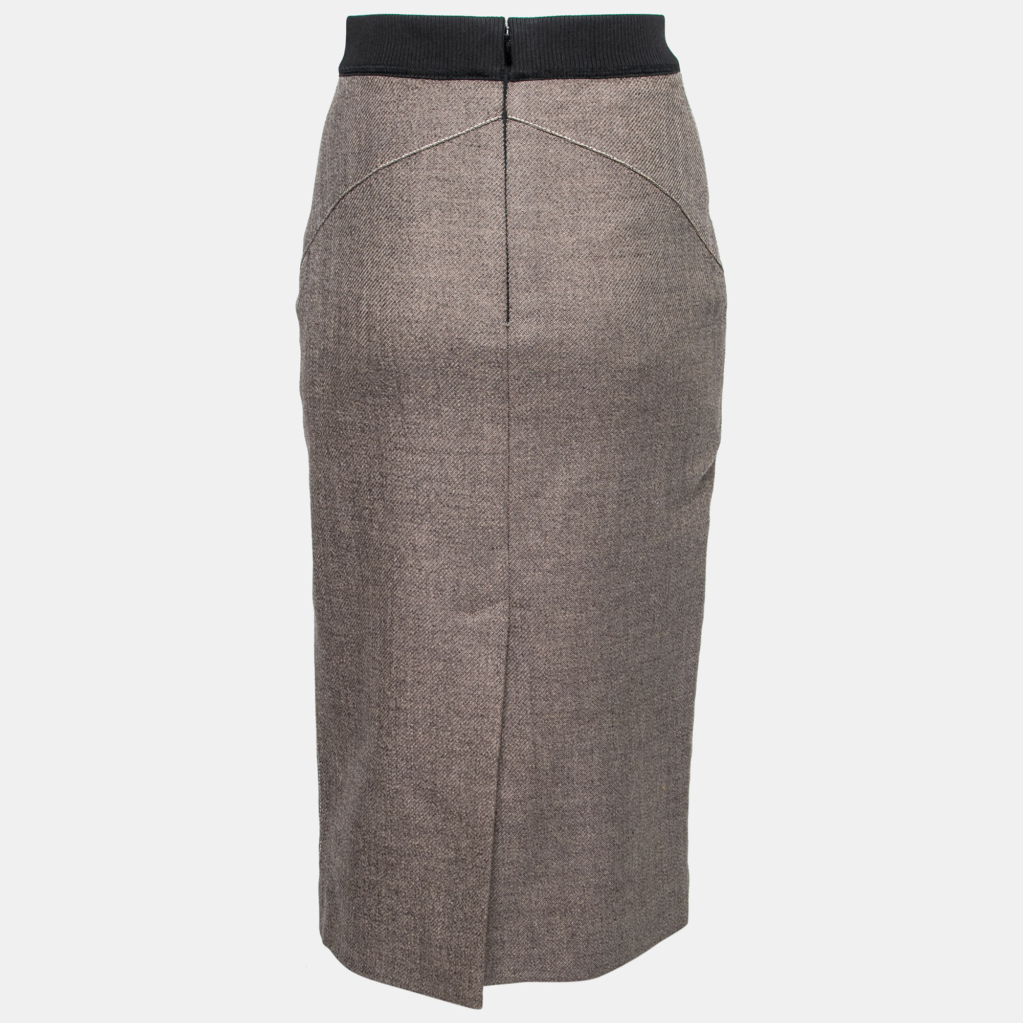 

Fendi Brown Textured Wool Pencil Skirt