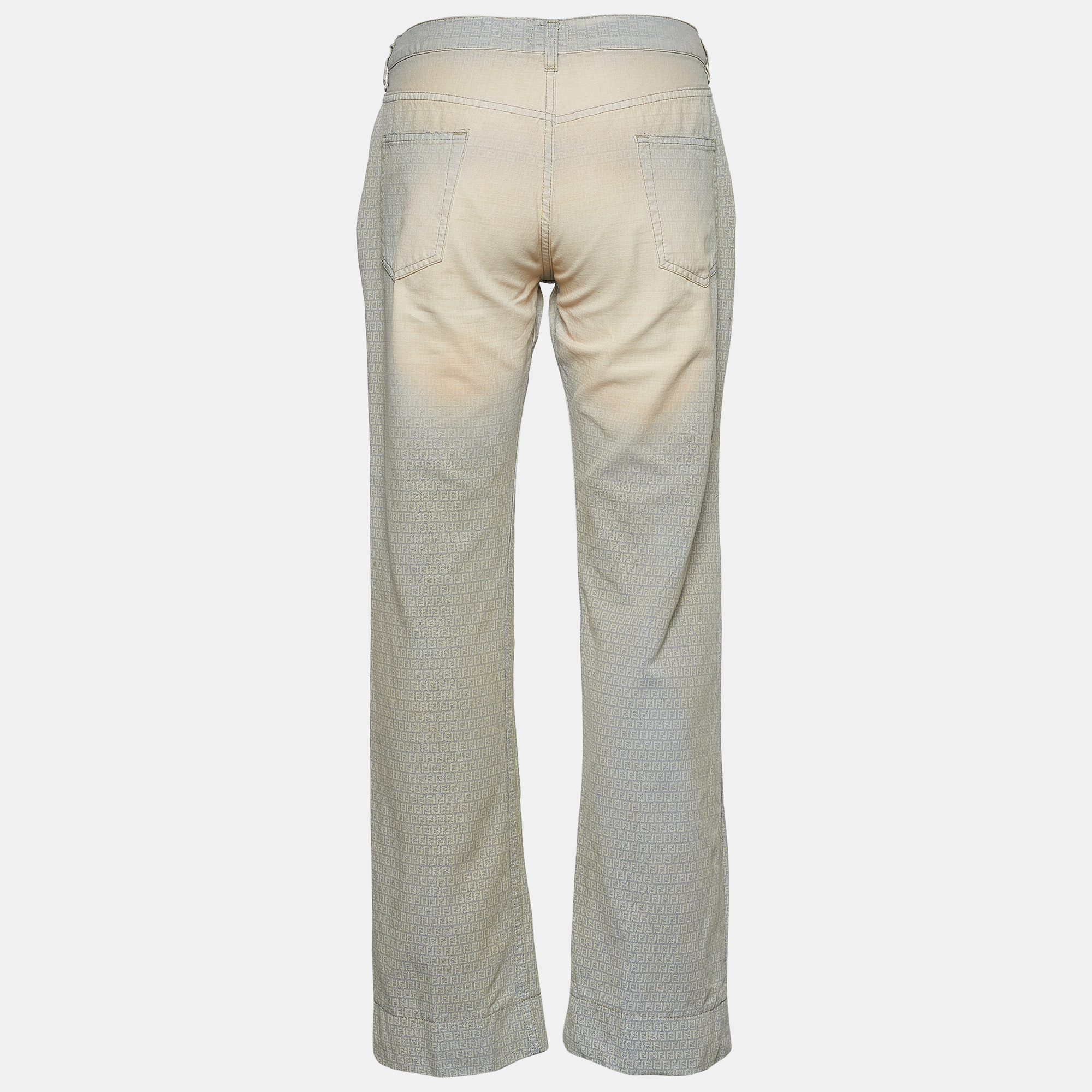 

Fendi Vintage Cream FF Denim Straight Fit Jeans  Waist 31.5