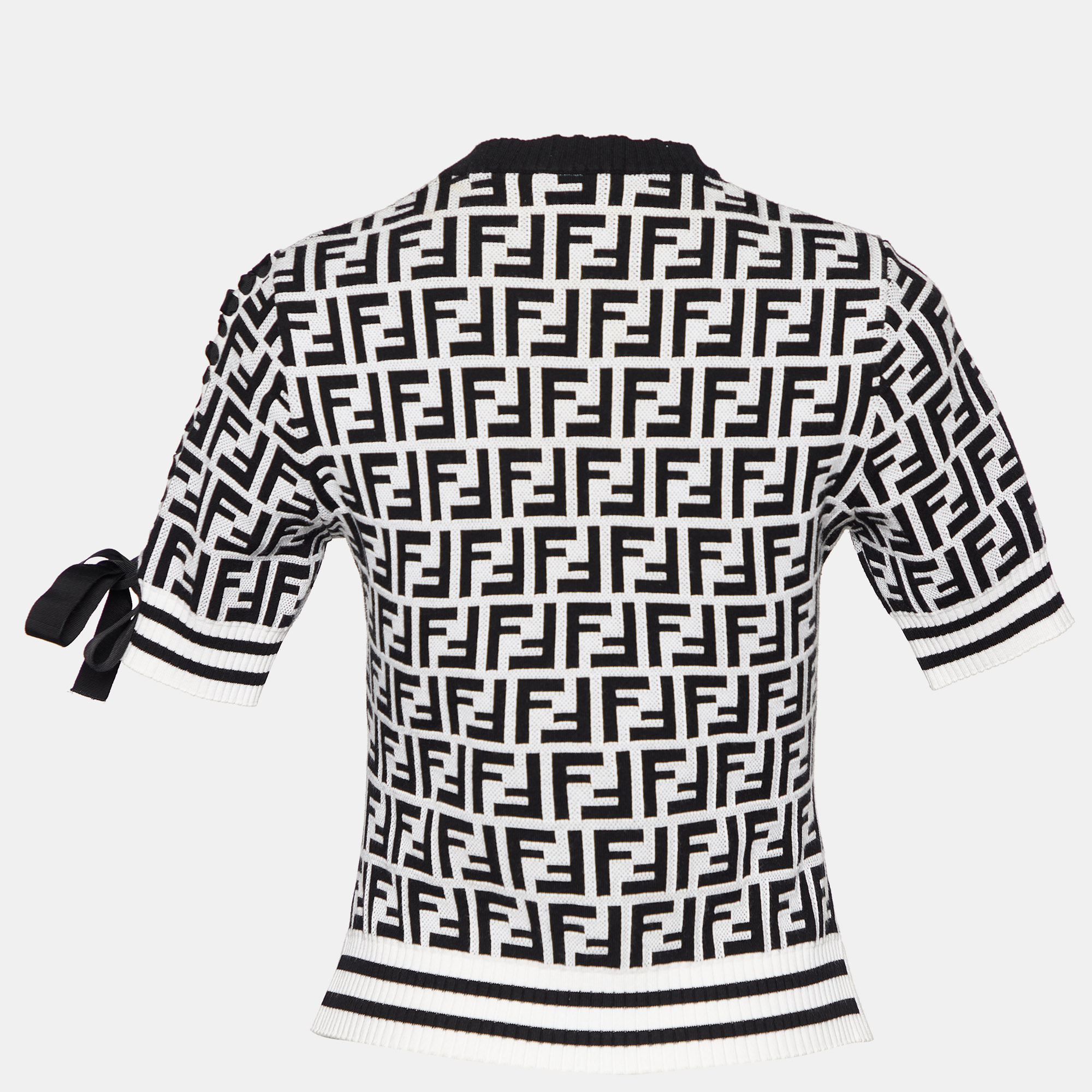 

Fendi Monochrome Logomania Intarsia Knit Round Neck Top, White