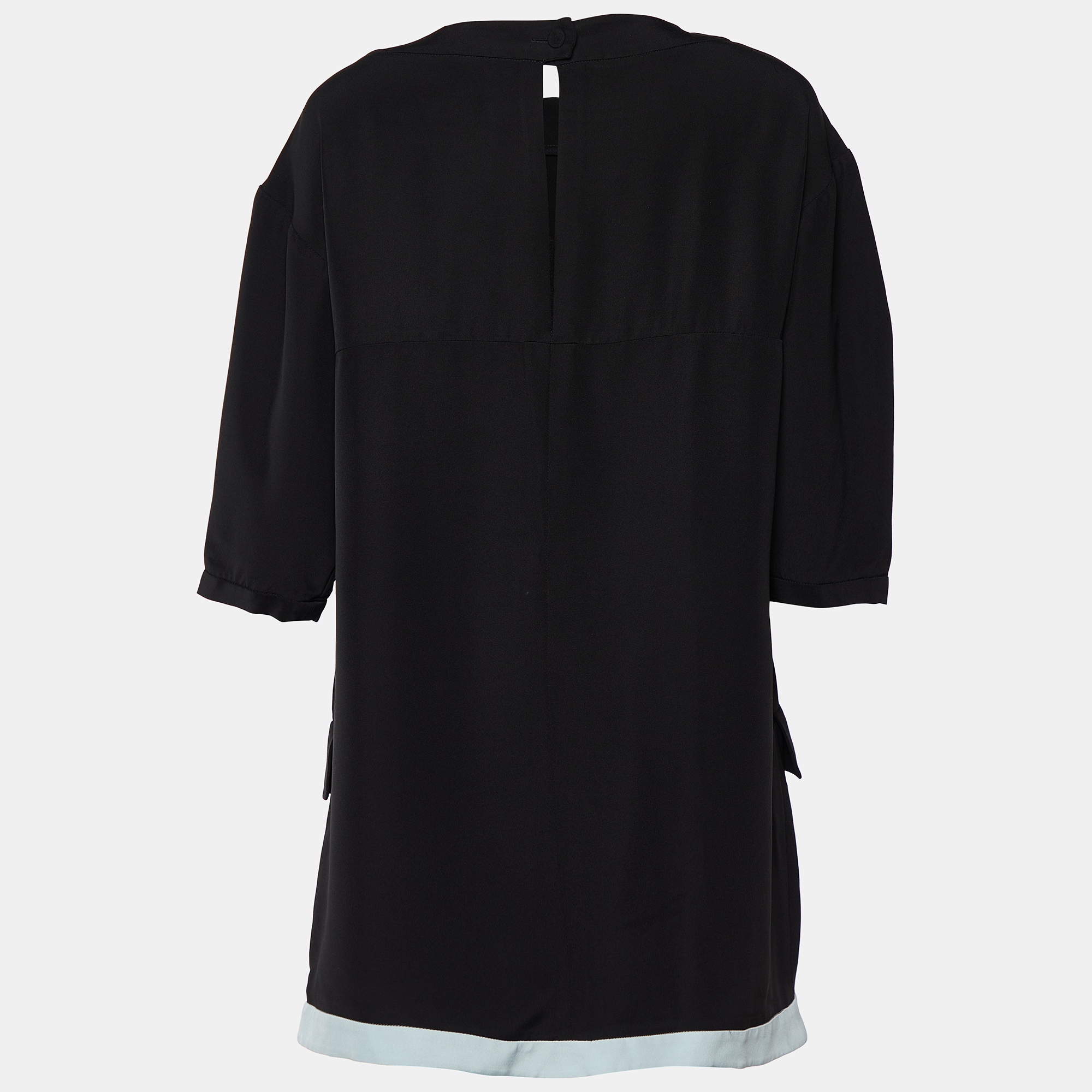 

Fendi Black Silk Crepe Stripe Paneled Tunic