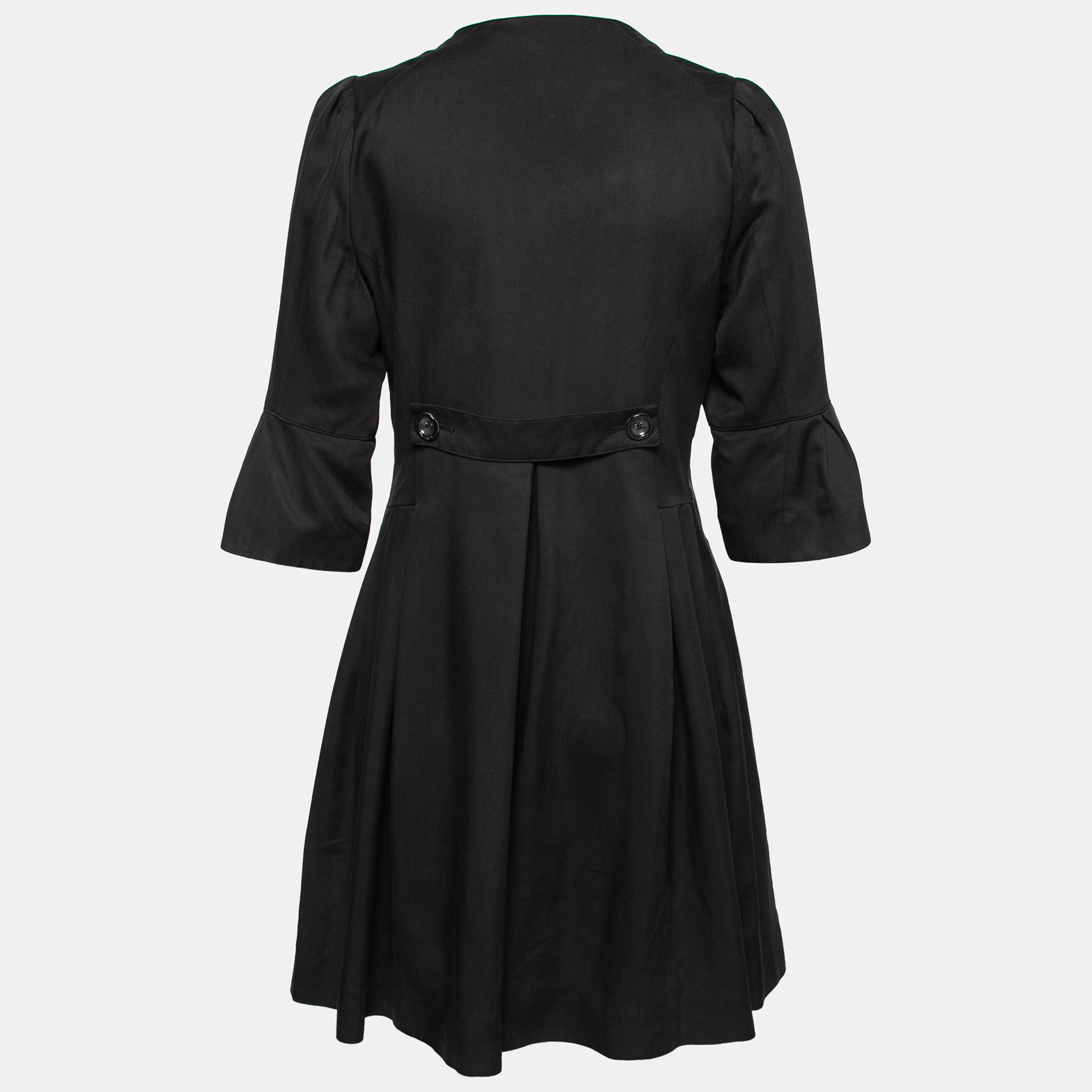 

Fendi Black Crepe Pleated Button Front Dress