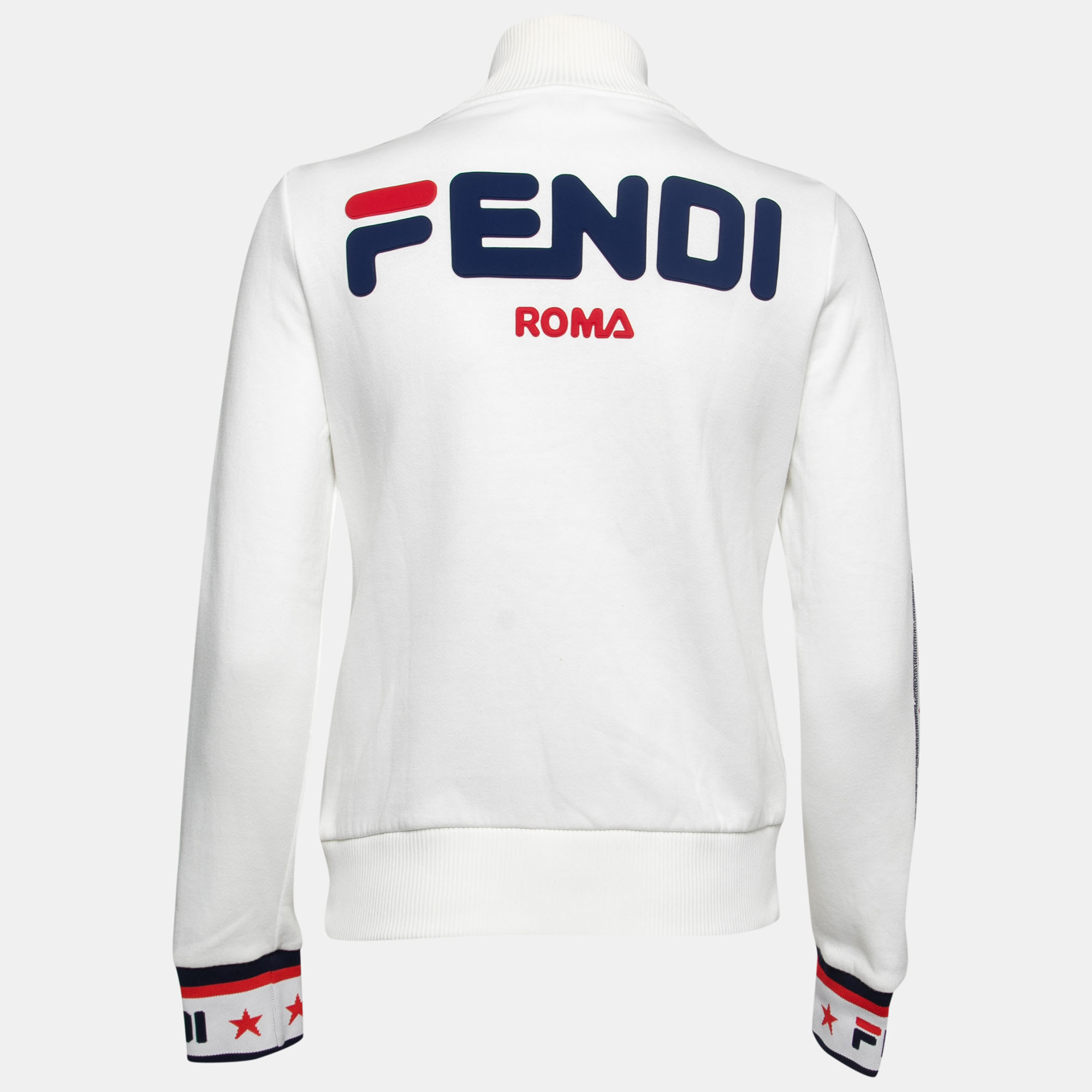 

Fendi White Cotton Jersey Logo Stripe Detail Track Jacket