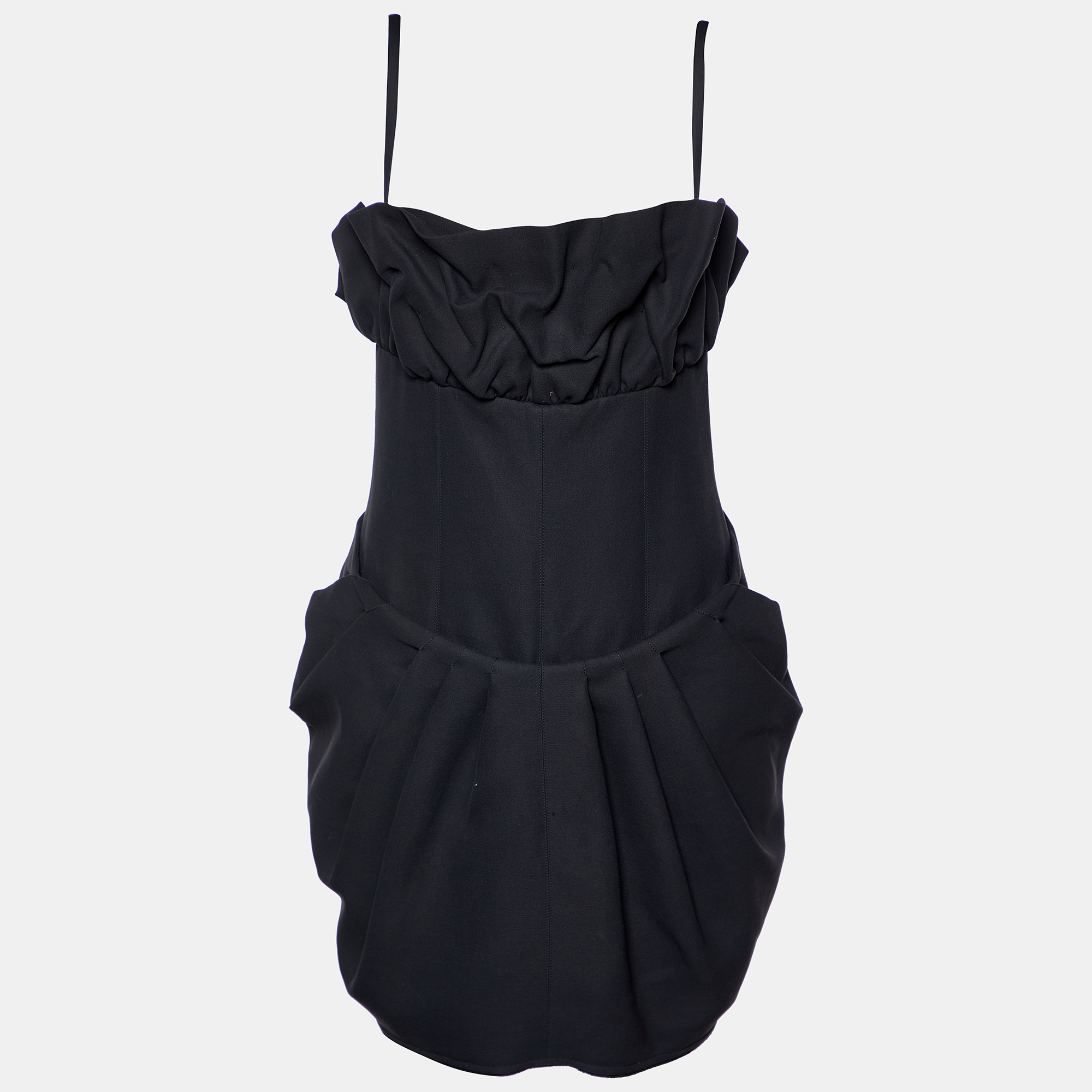 Pre Owned Fendi Black Knit Ruffled Mini Dress M