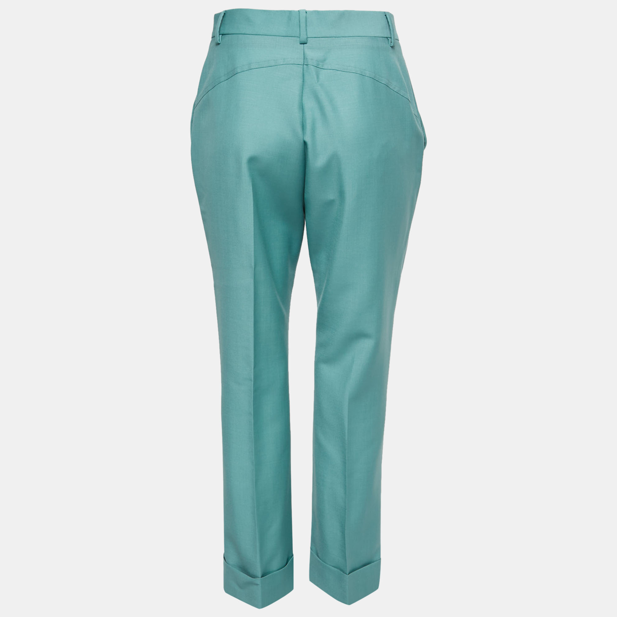 

Fendi Aqua Green Wool Tapered Trousers