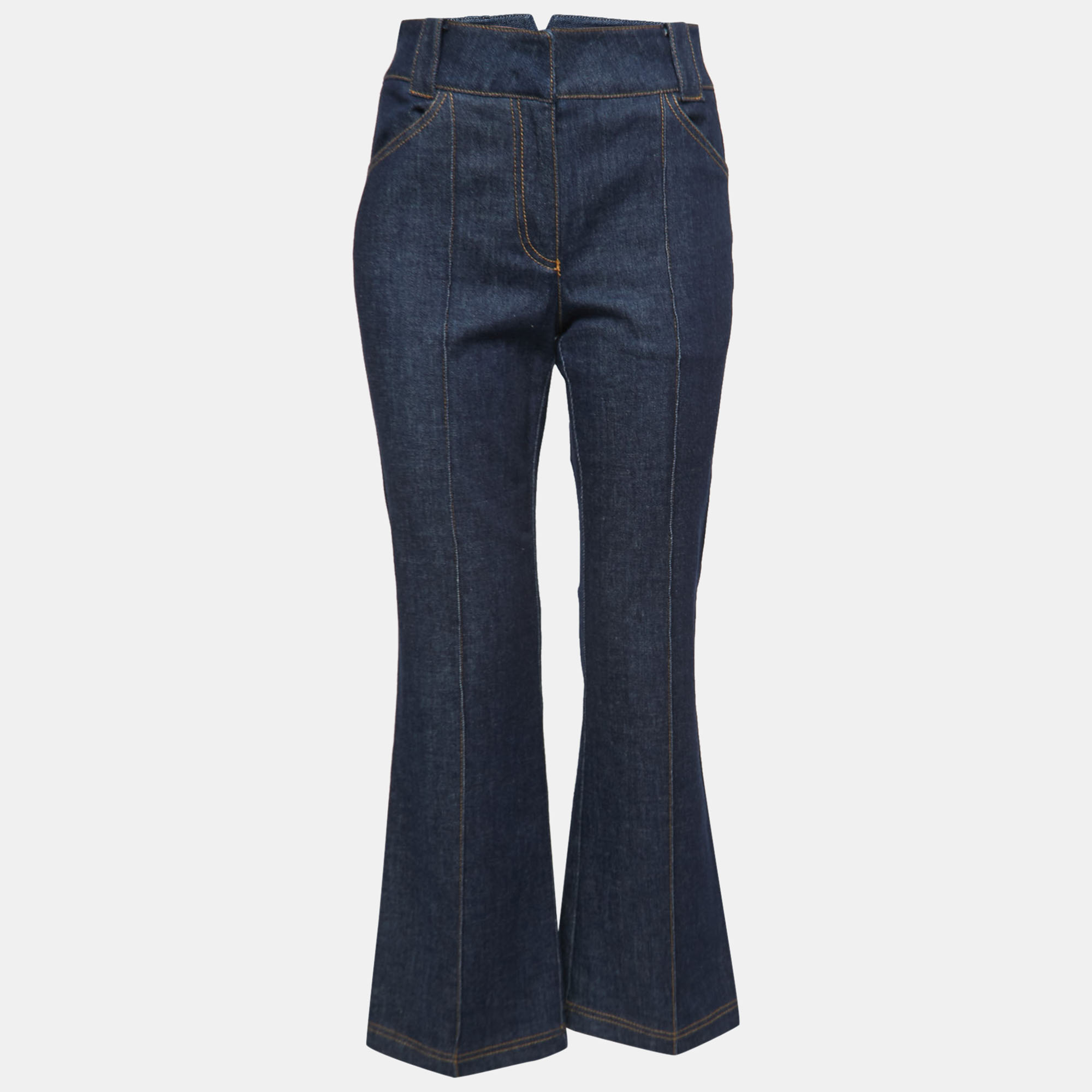 Pre Owned Fendi Blue Denim Boot Cut High Waisted Jeans S Waist 28"