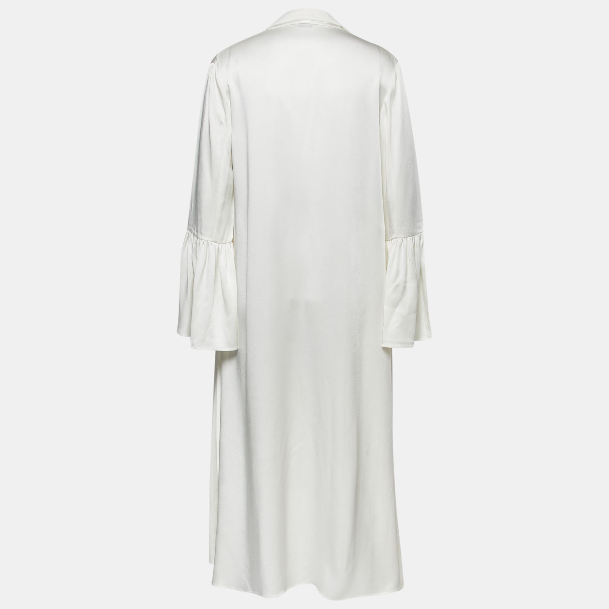 

Fendi White Satin Crepe Pleated Tie-Neck Dress