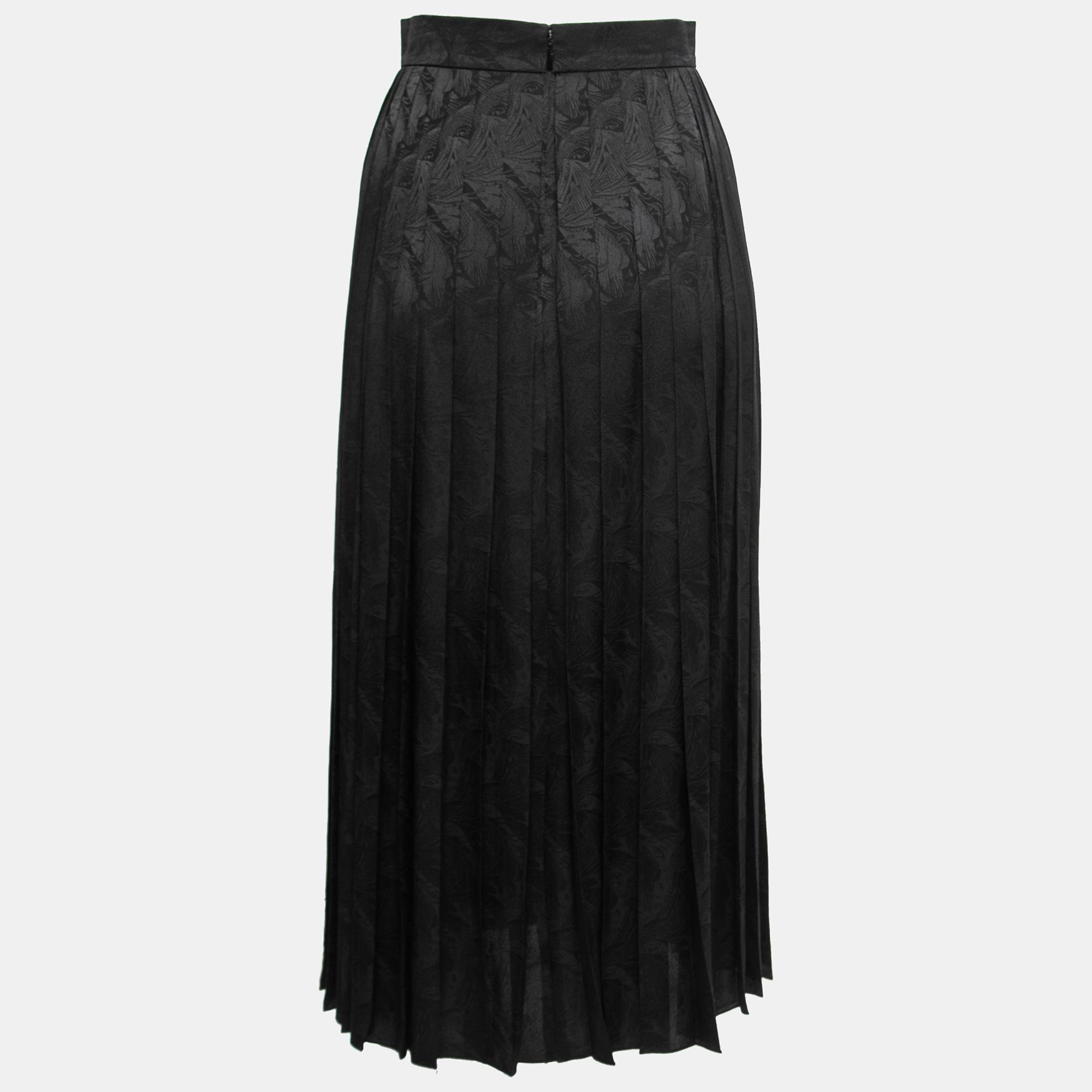 

Fendi Black Patterned Silk Pleated Midi Skirt
