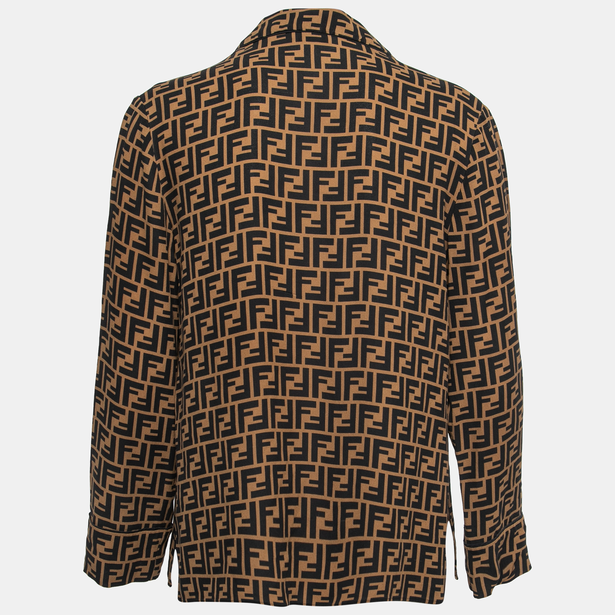 

Fendi Brown Zucca Monogram Silk Button Front Shirt