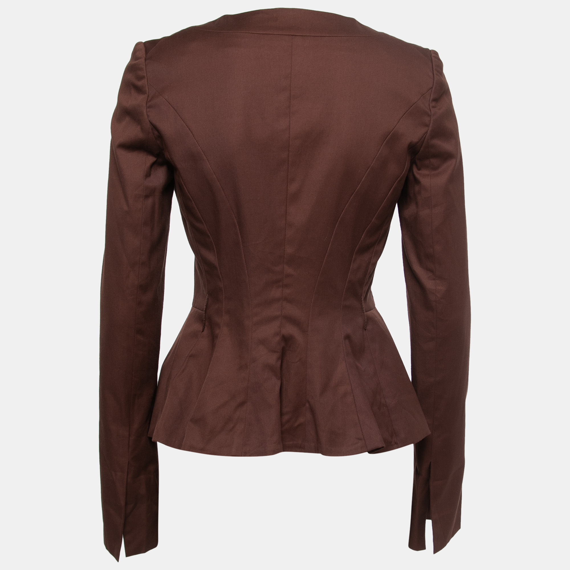 

Fendi Vintage Brown Button Front Peplum Jacket