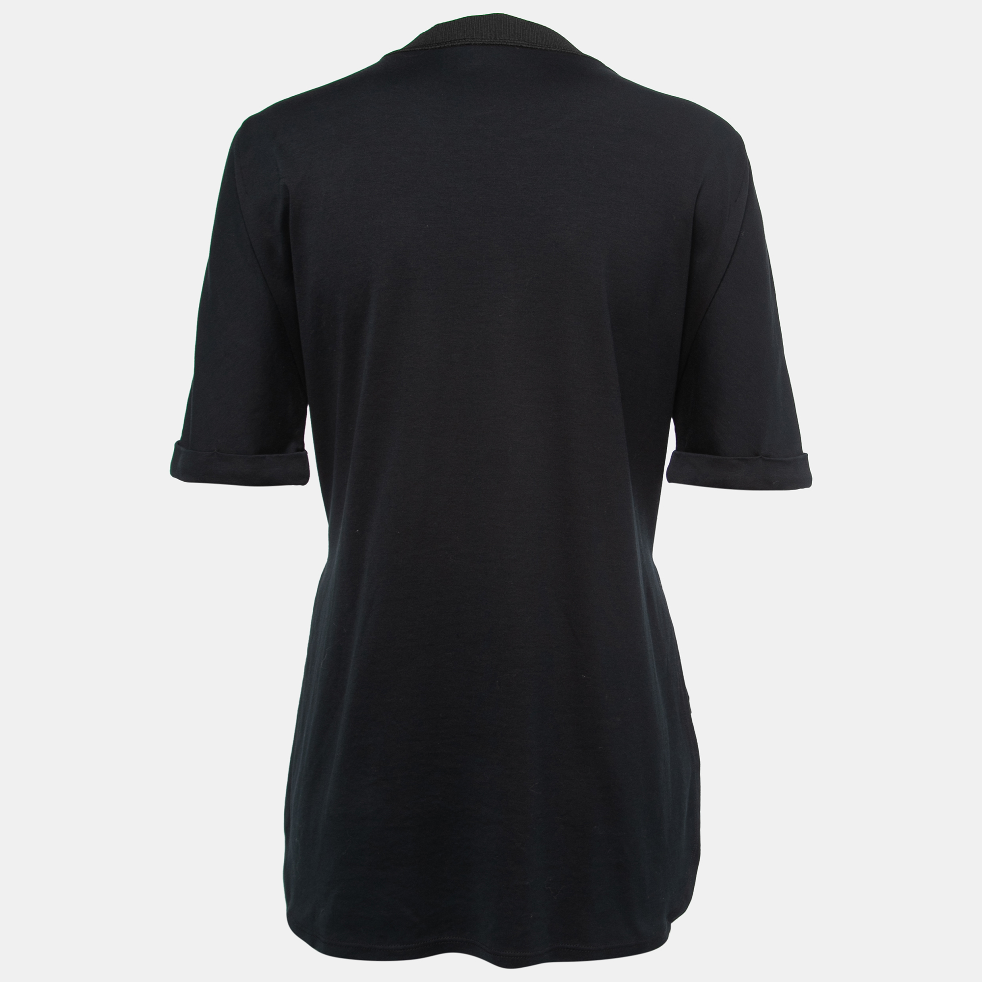 

Fendi Black Cotton Logo Embellished Crewneck T-Shirt