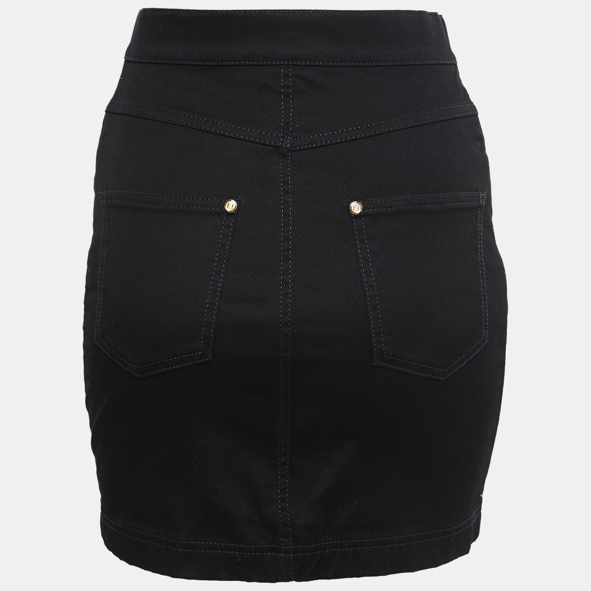 

Fendi Black Cotton Twill High Waisted Mini Skirt