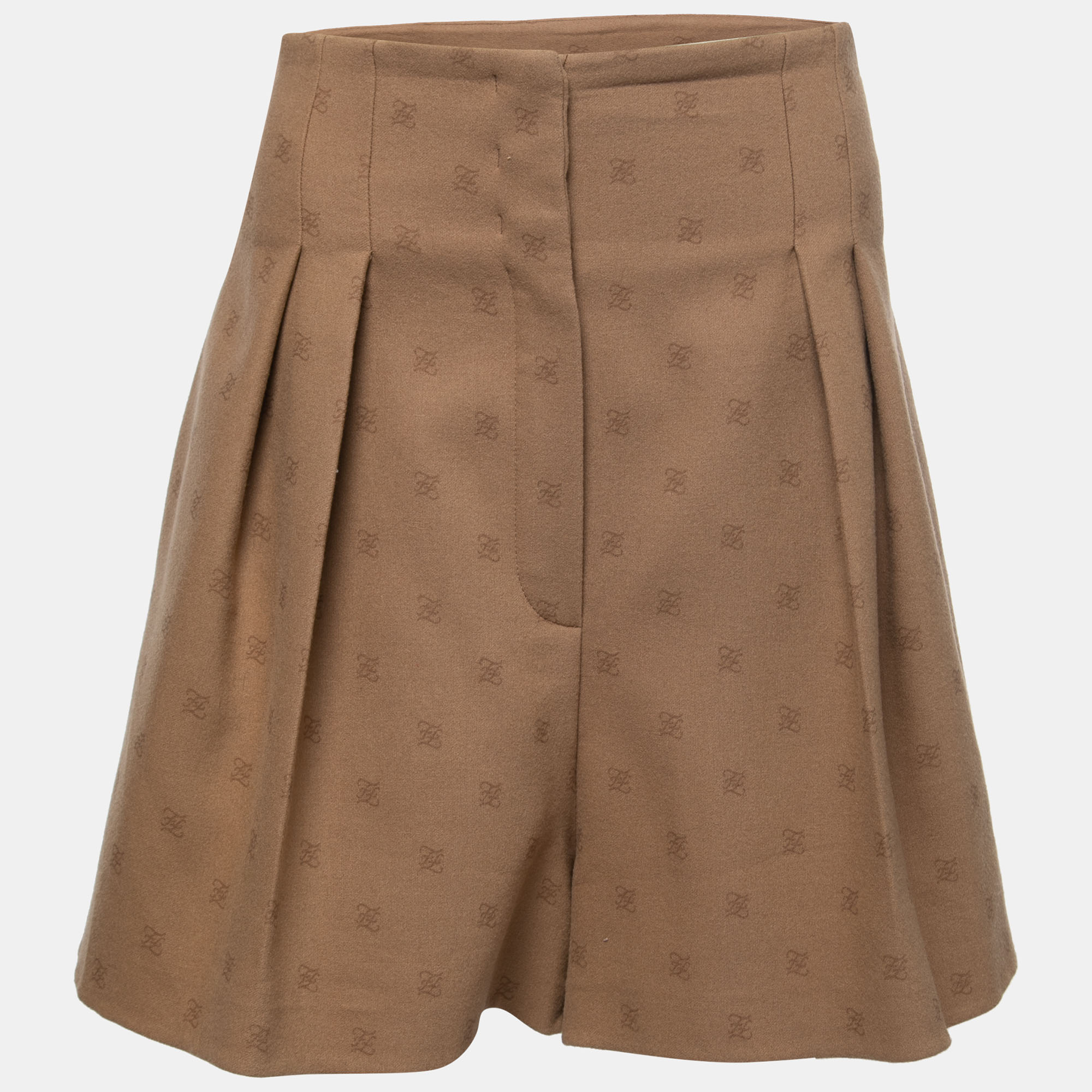 Fendi Brown FF Karligraphy Wool & Cashmere Shorts M