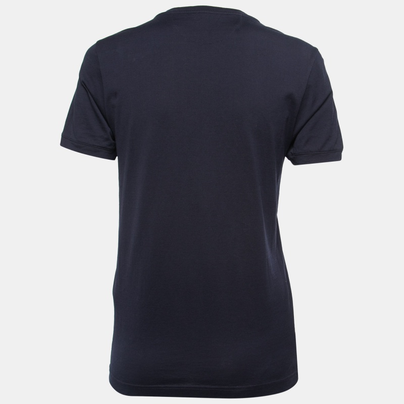 

Fendi Navy Blue Monster Eye Embellished Cotton Knit T-Shirt