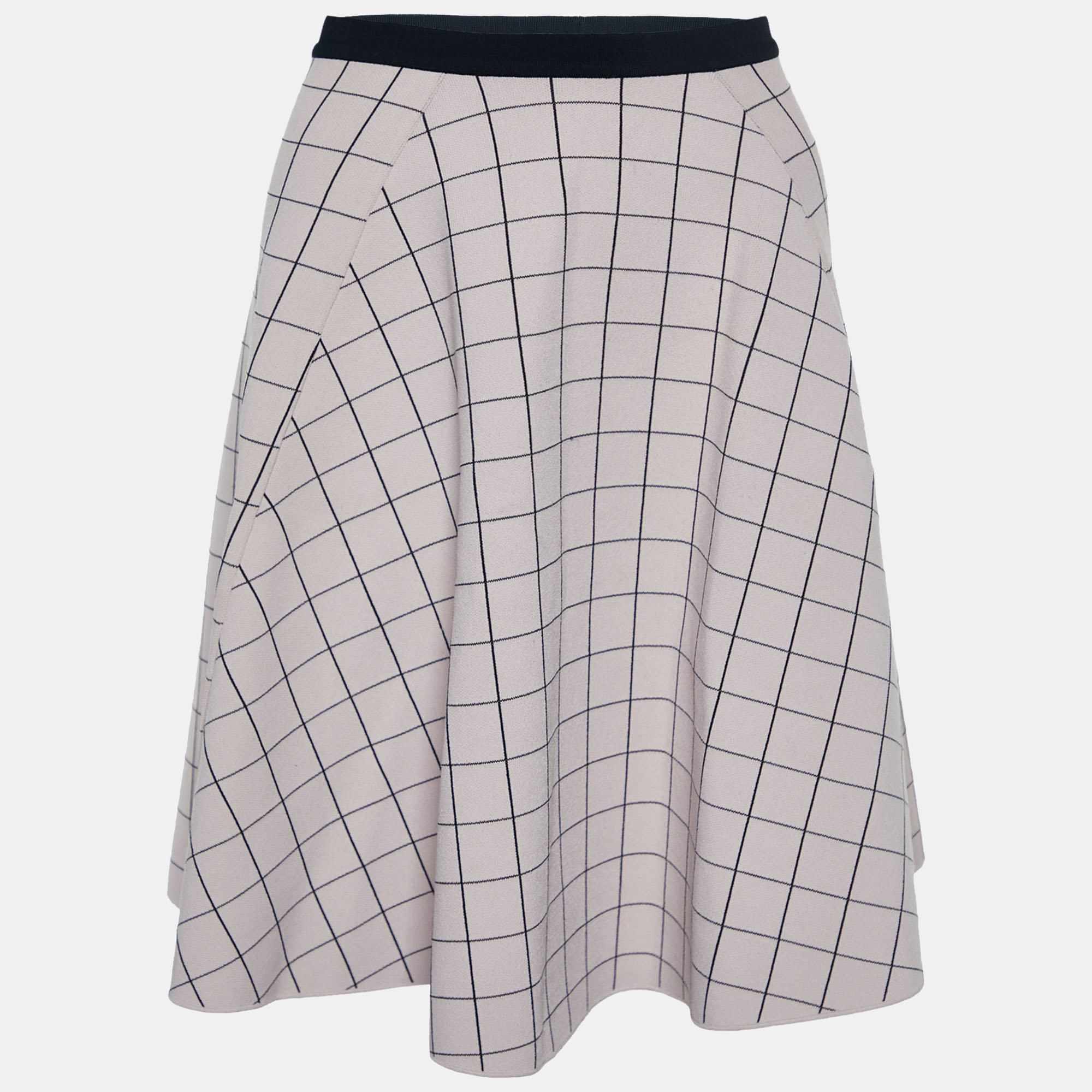 Pre-owned Fendi Pink Square Patterned Knit Skater Mini Skirt M