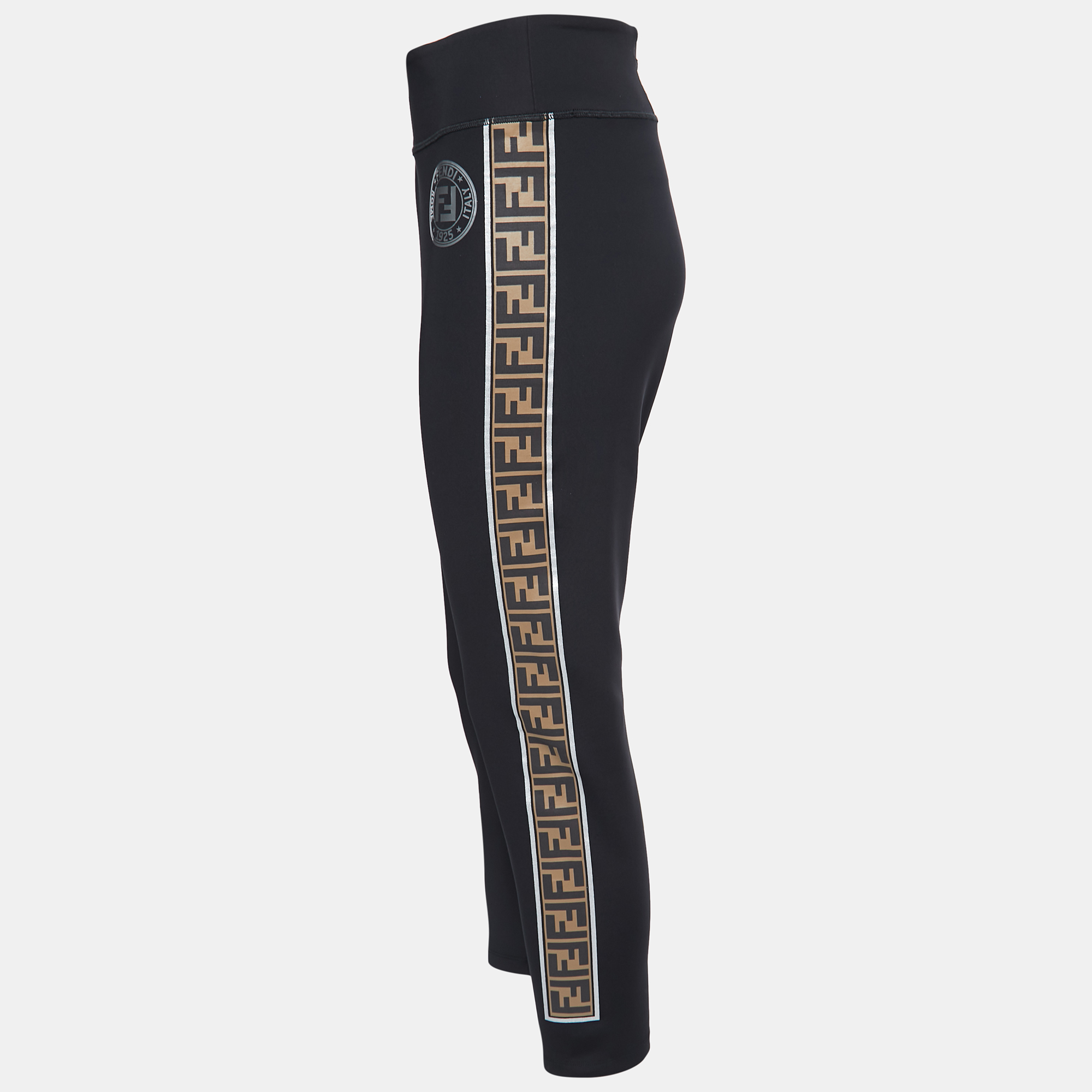 

Fendi Black Jersey Logo Pattern Printed Leggings