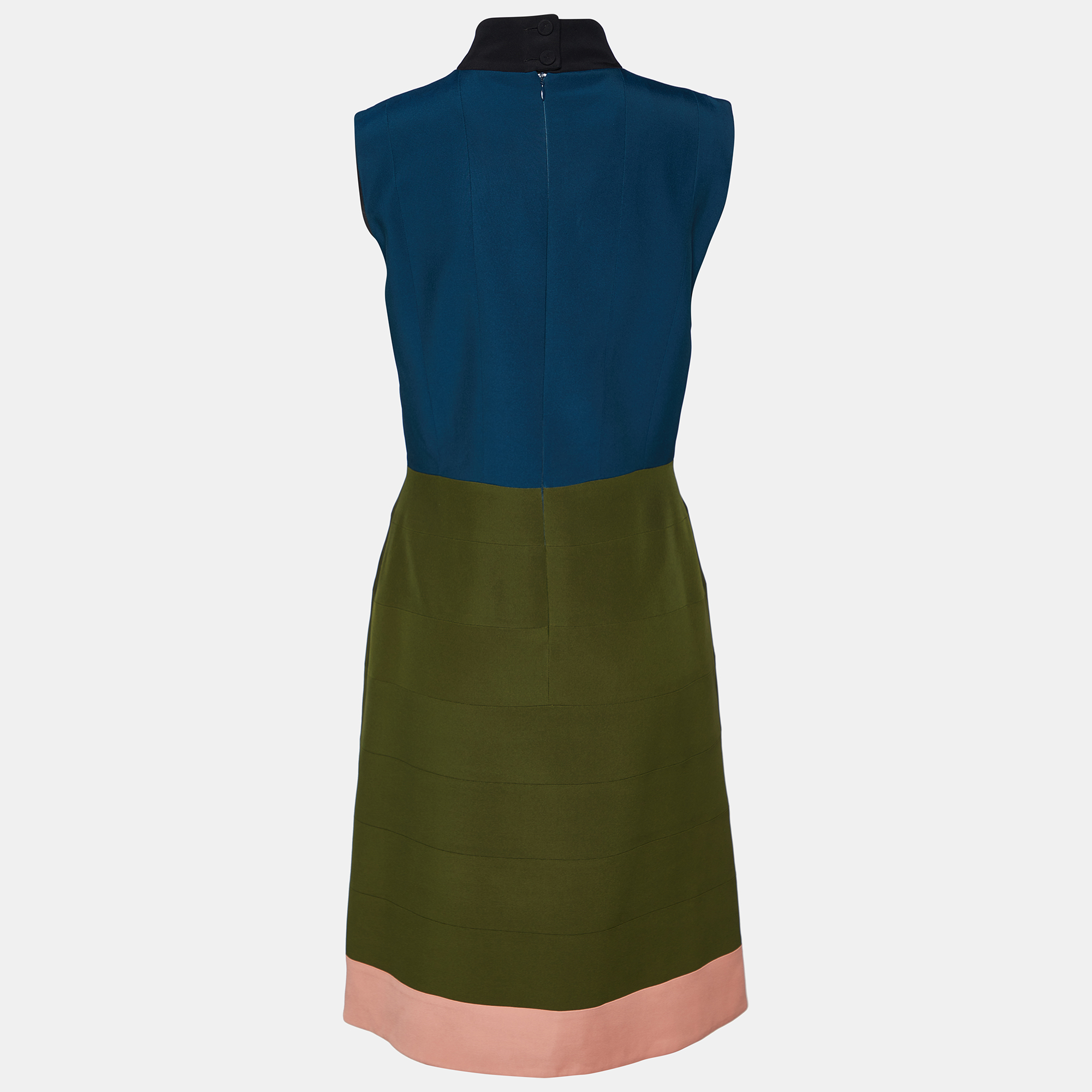 

Fendi Color Block Silk Blend Sleeveless Dress, Multicolor