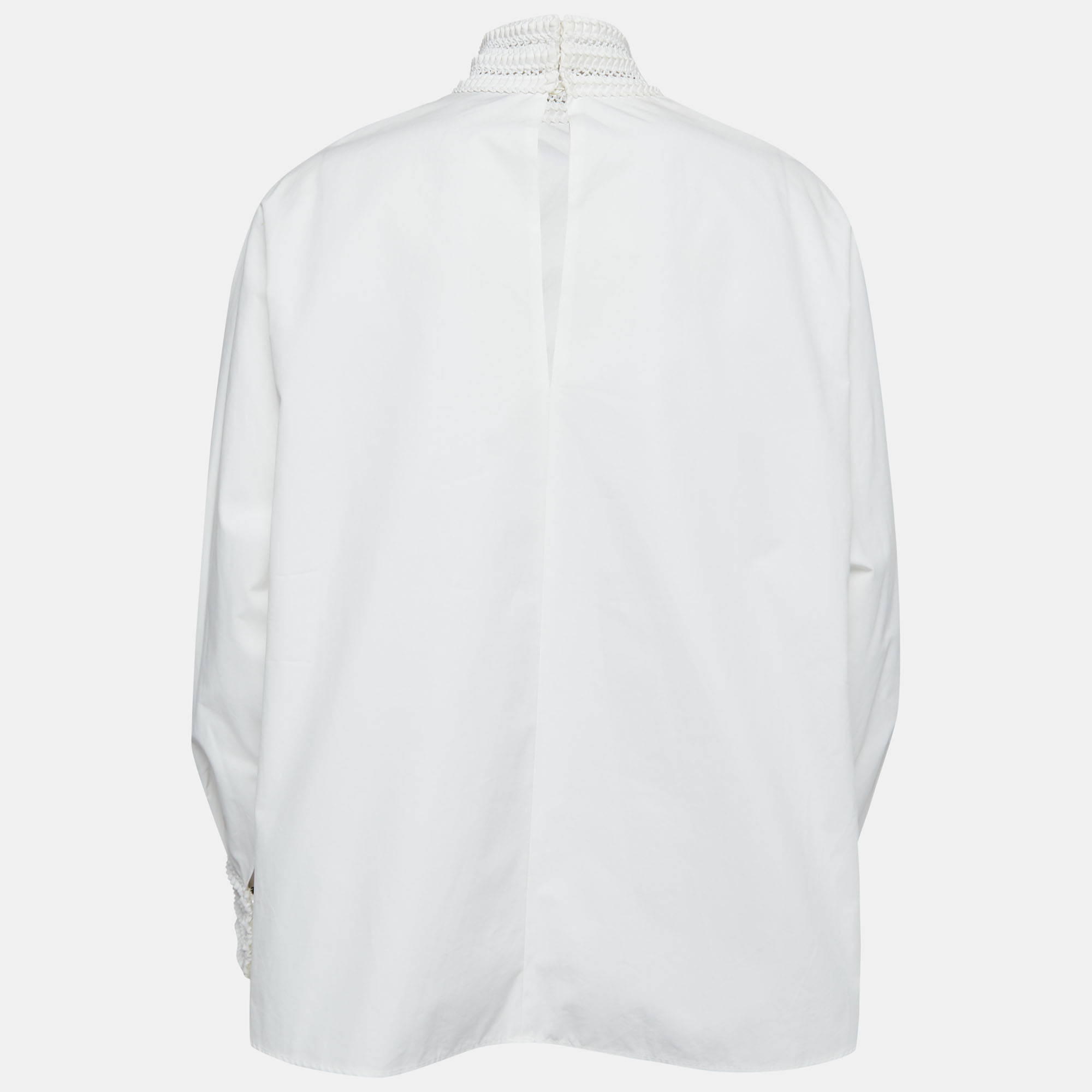 

Fendi White Cotton Lace Trim Detail Oversized Top