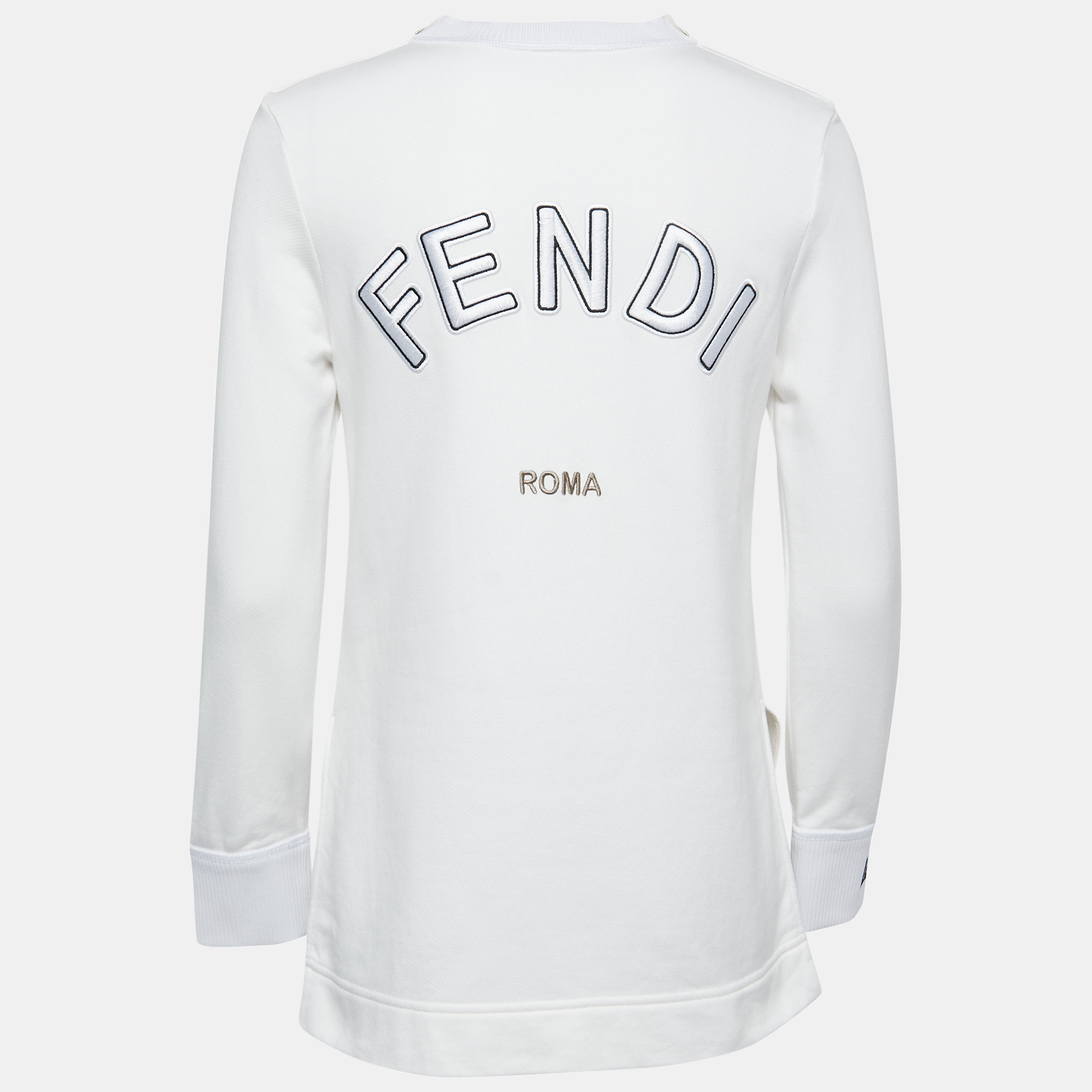 

Fendi White Cotton Knit Logo Eyelet Sweatshirt