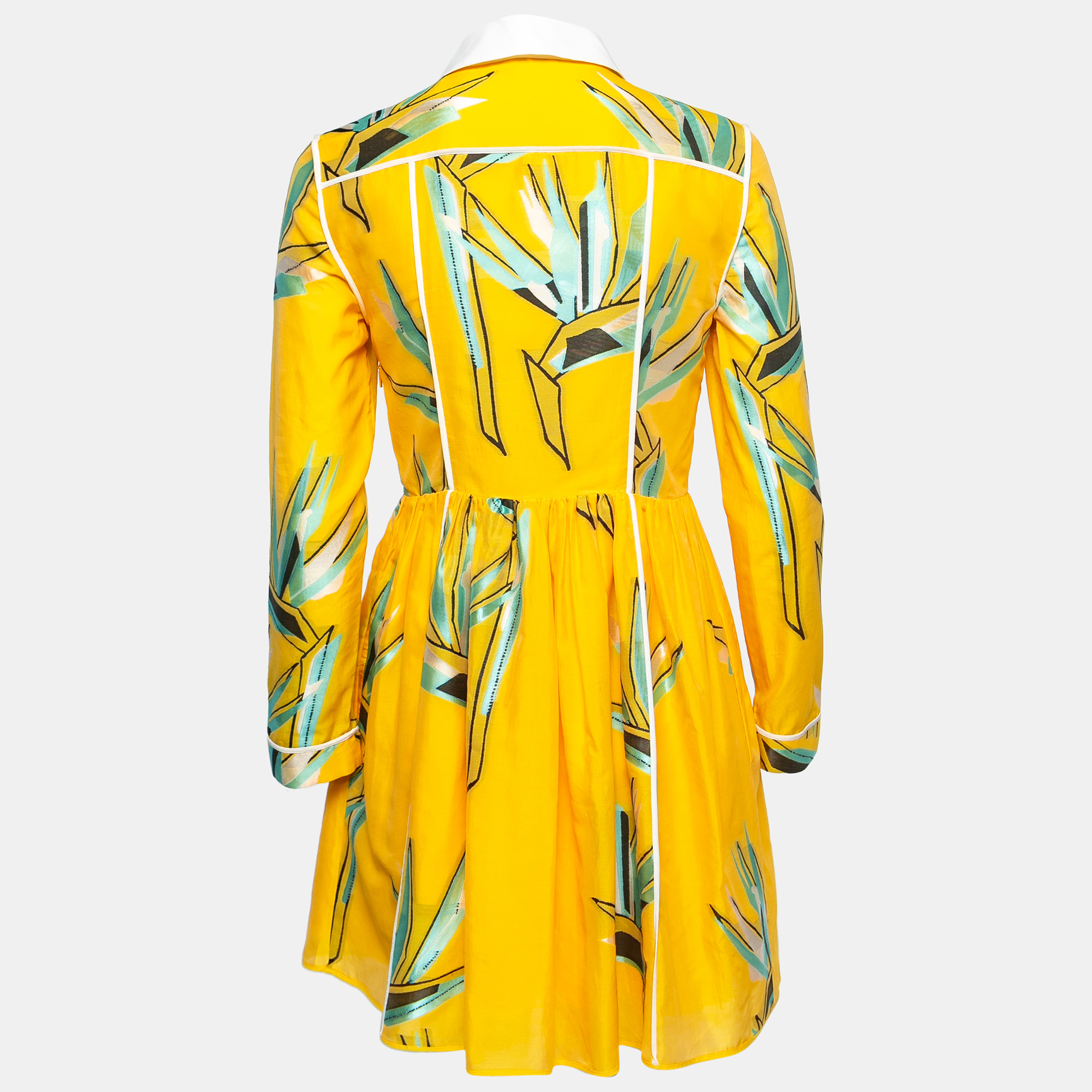 

Fendi Yellow Cotton Blend Jacquard Mini Dress