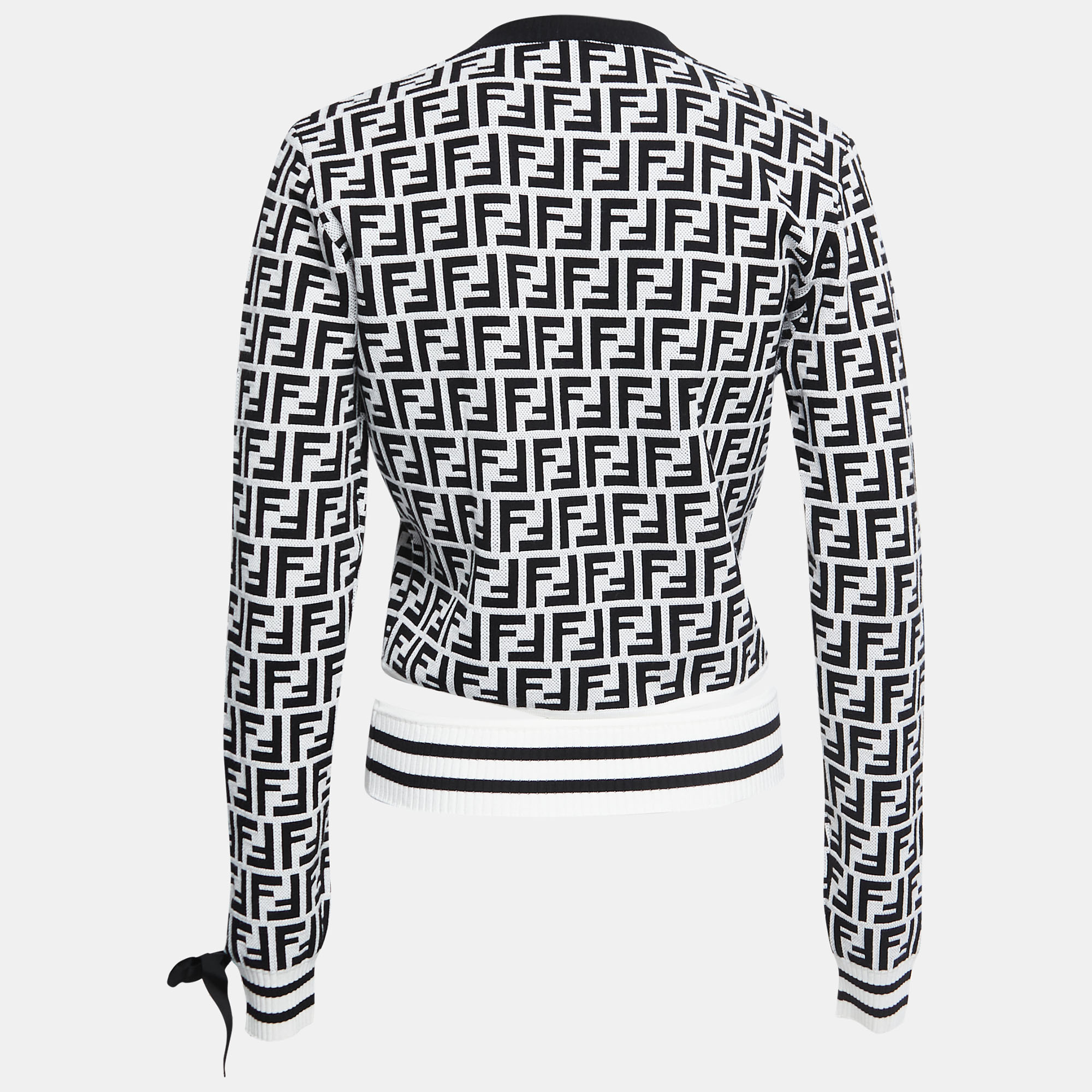 

Fendi Black/White FF Logo Jacquard Knit Crop Top