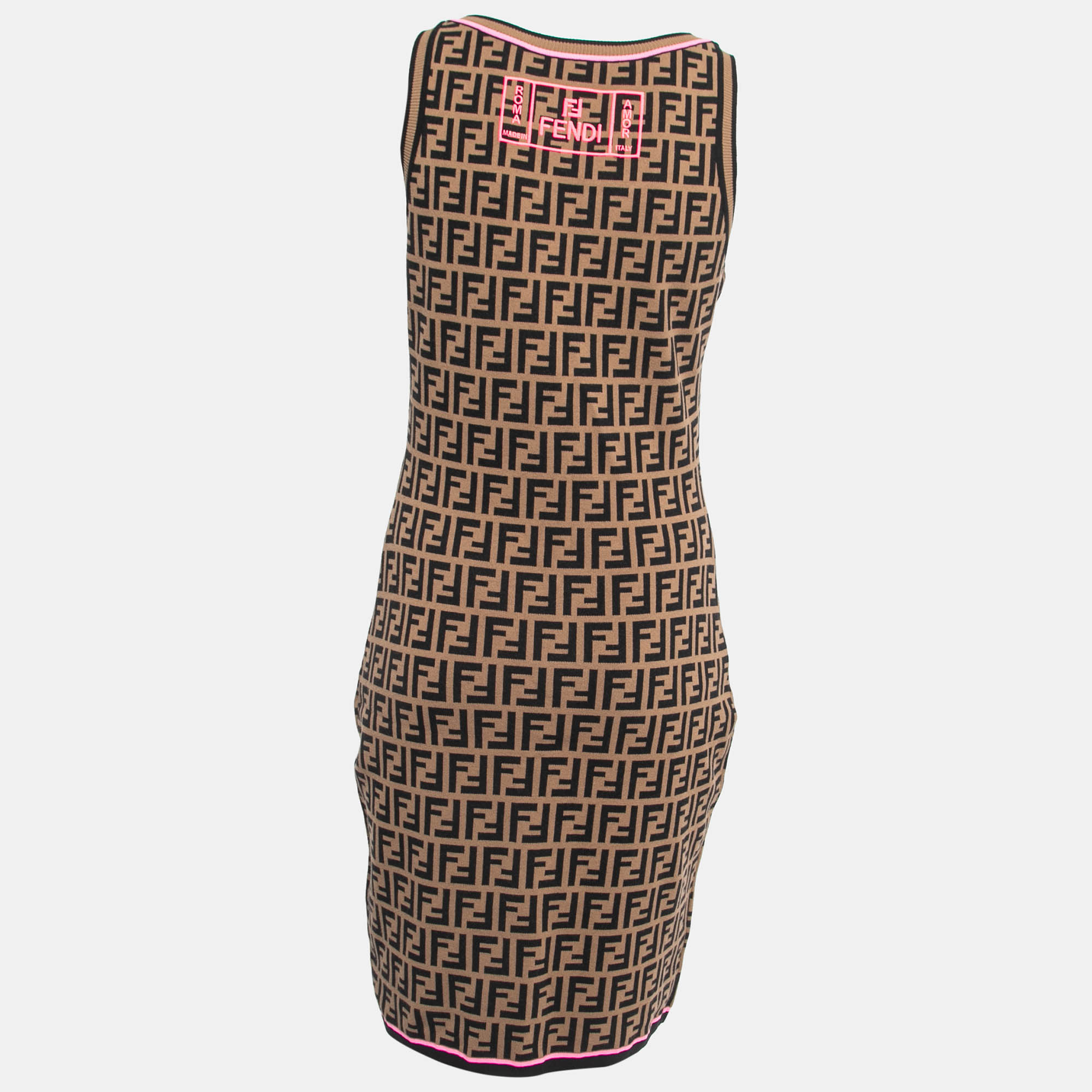 

Fendi Brown Zucca Patterned Knit Sleeveless Bodycon Dress